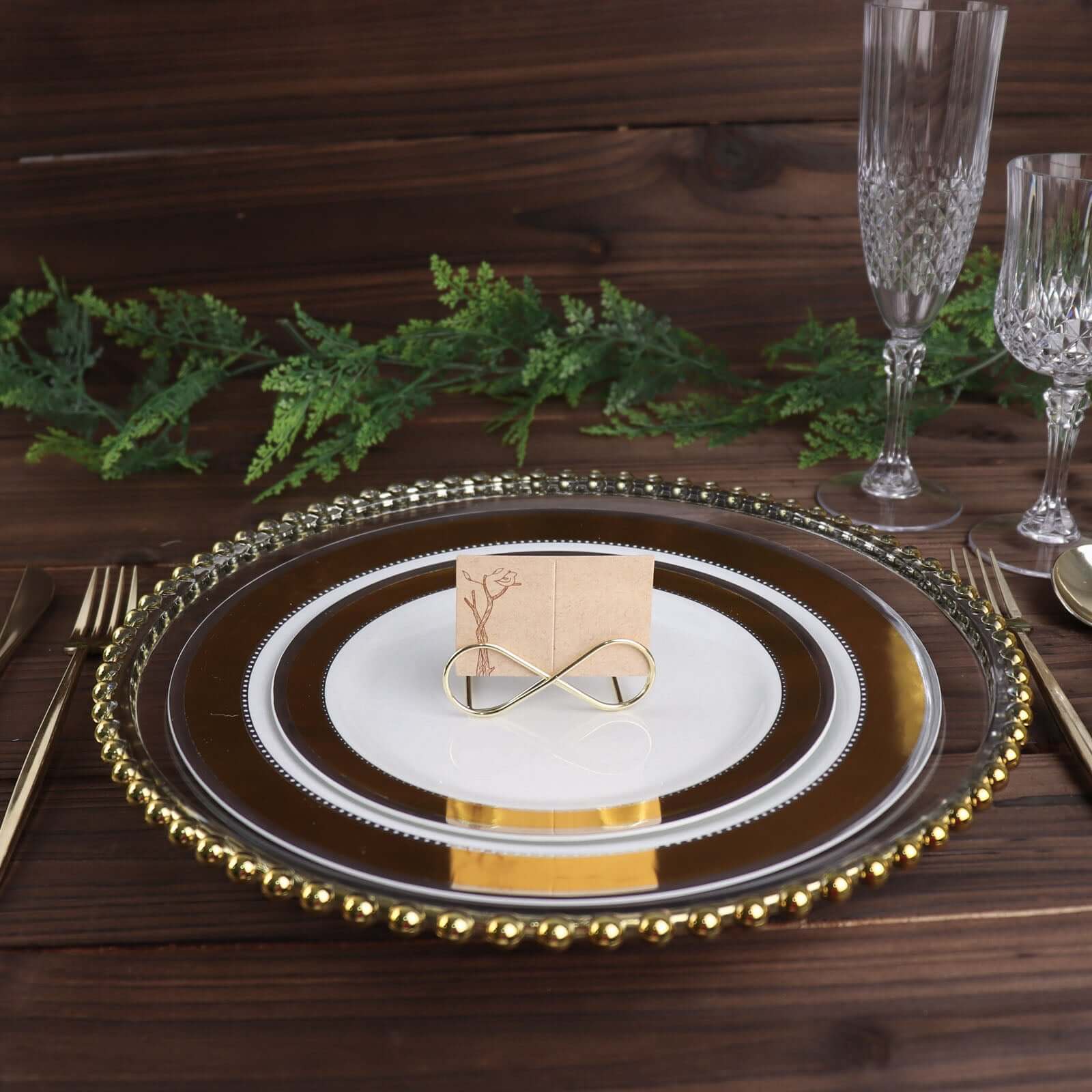 Hot Deal! 10-Pack Gold Metal Infinity Design Card Holder Stands for Weddings and Events