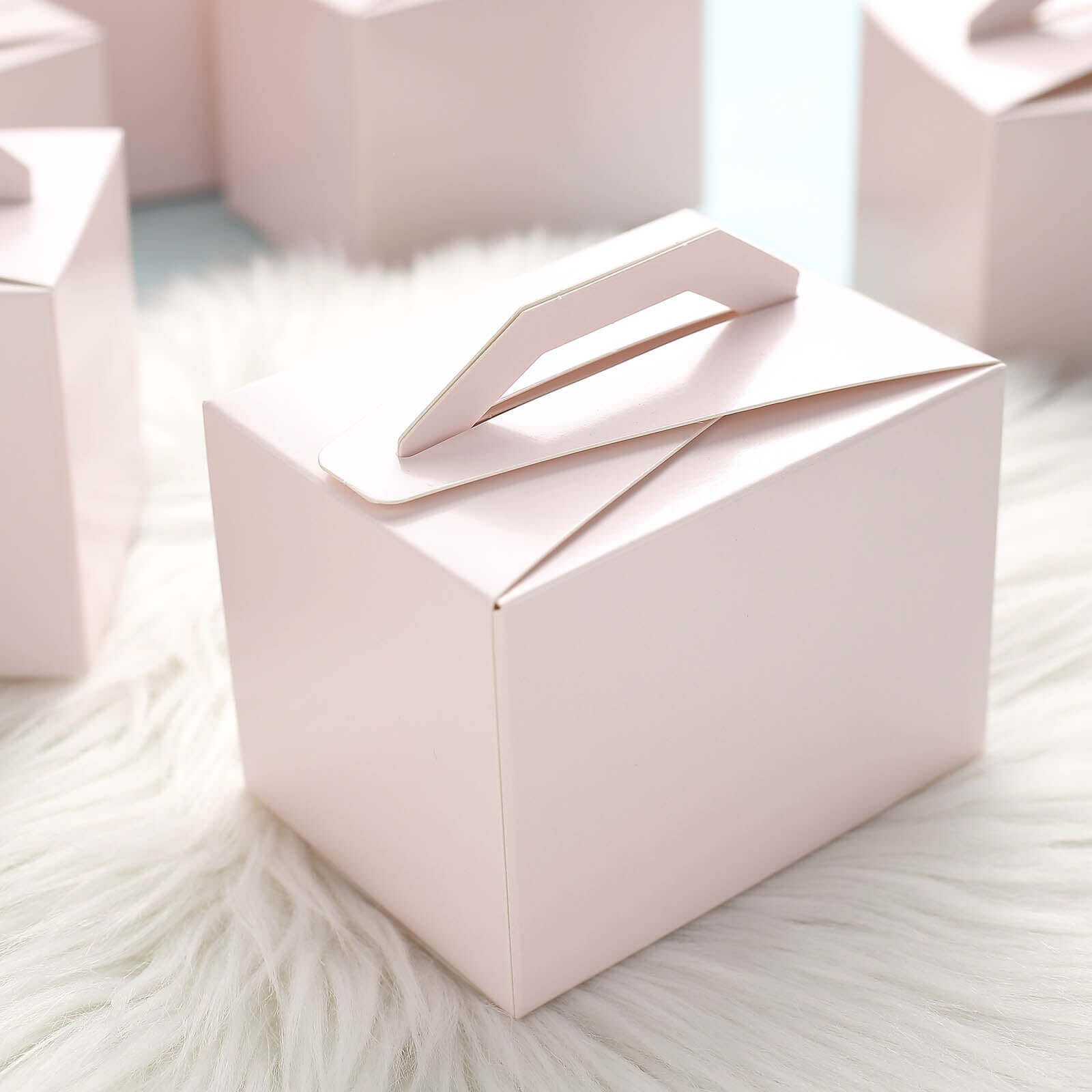 Hot Deal! 100-Pack Blush Cardstock Tote Party Favor Candy Gift Boxes, 4x3x3 Size