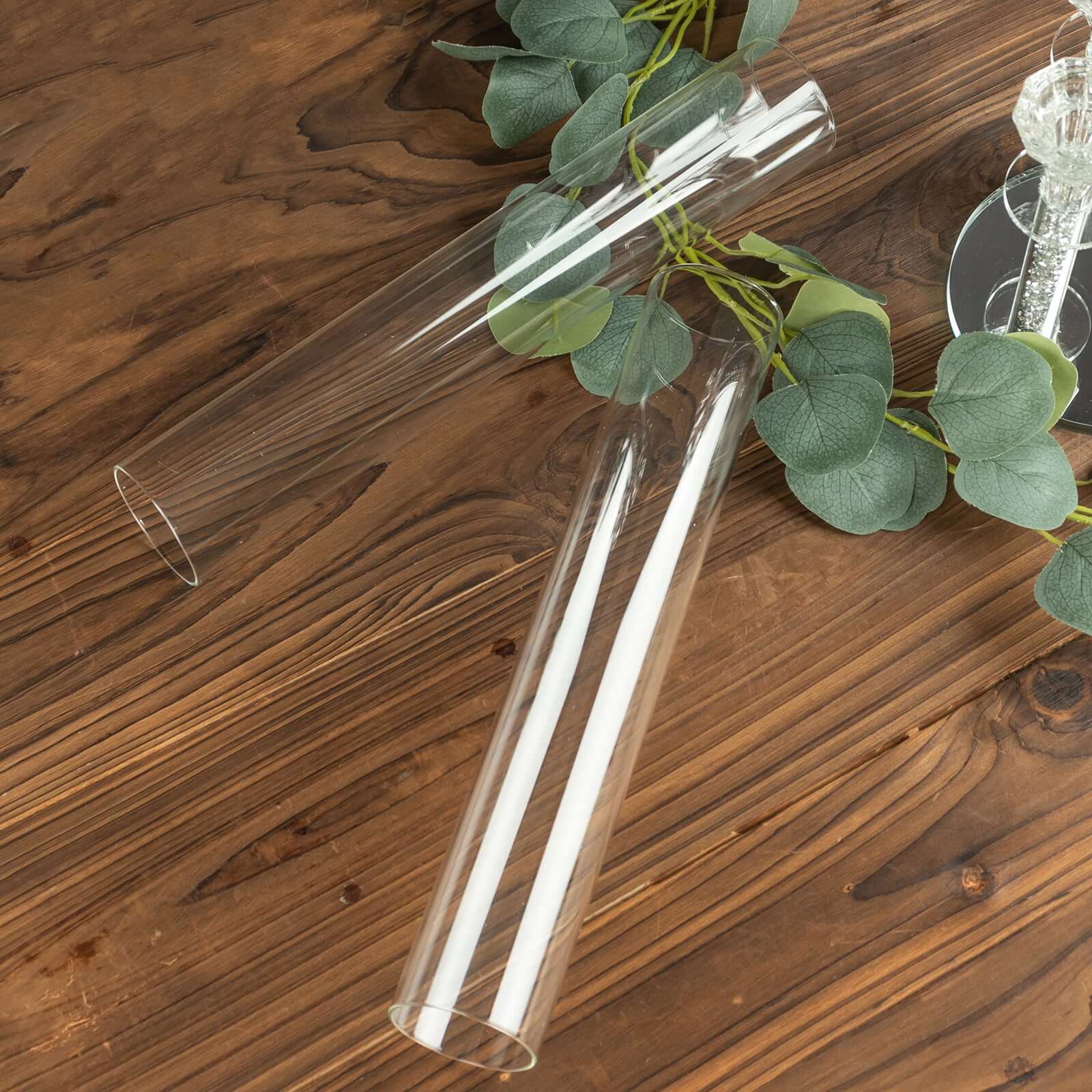 Hot Deal! 2-Pack Clear Glass Cylinder Hurricane Candle Shades, 2.25 Diameter, 14 Height