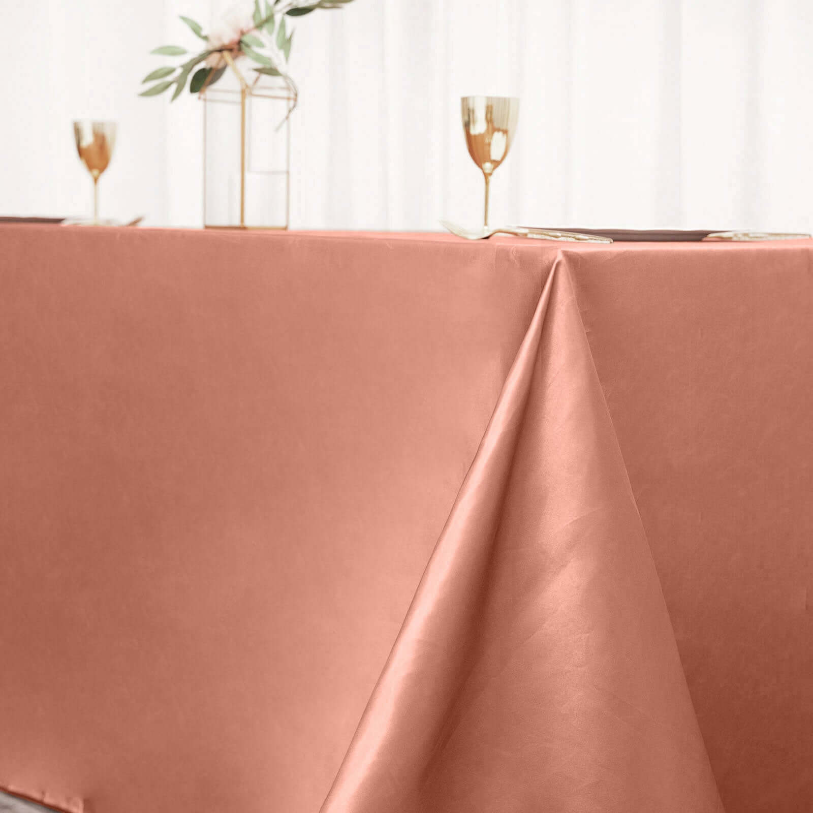 Exclusive Seamless Terracotta Satin Tablecloth 90x132