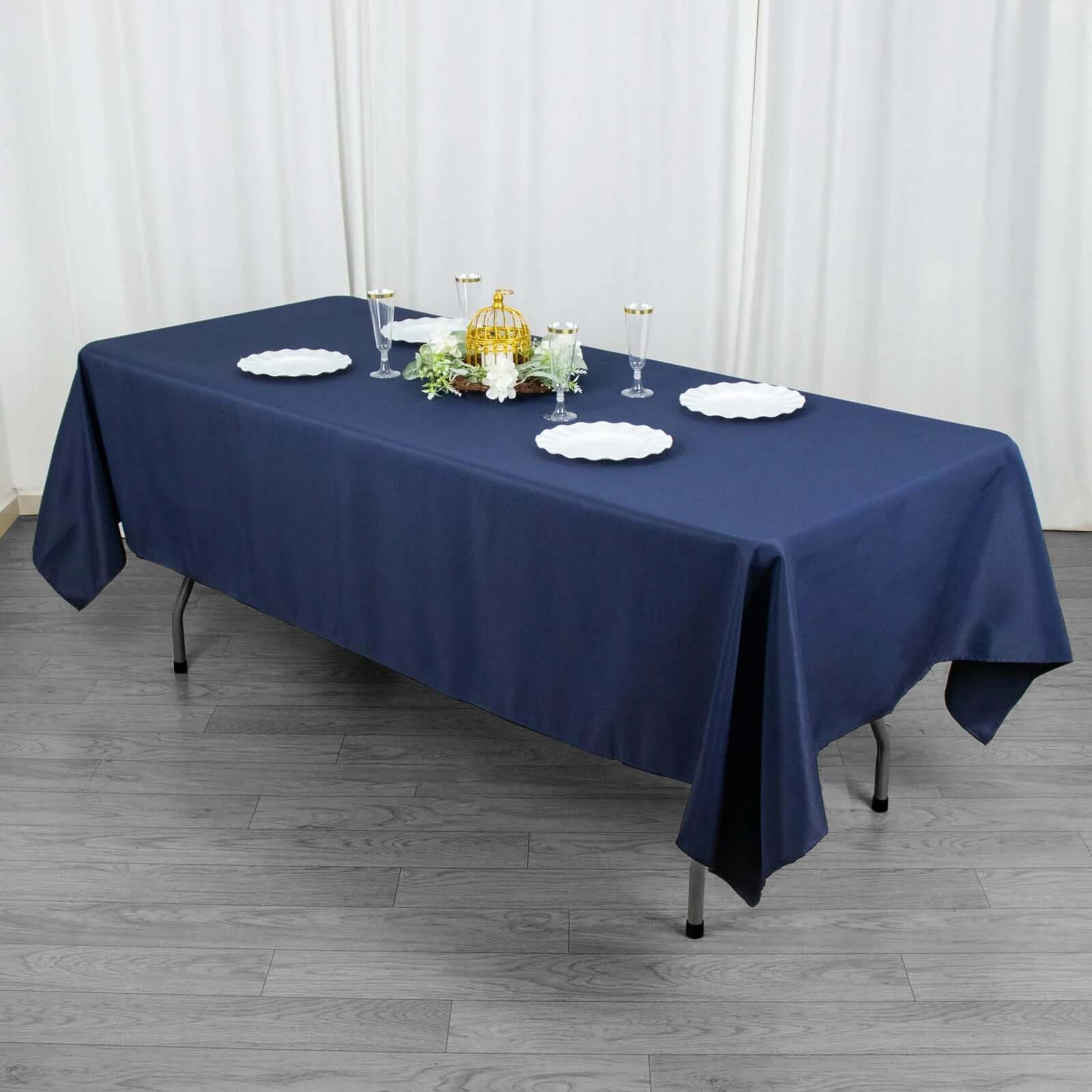 Exclusive Navy Blue 60x102 Rectangle Polyester Tablecloth - 220GSM Durable & Wrinkle-Free