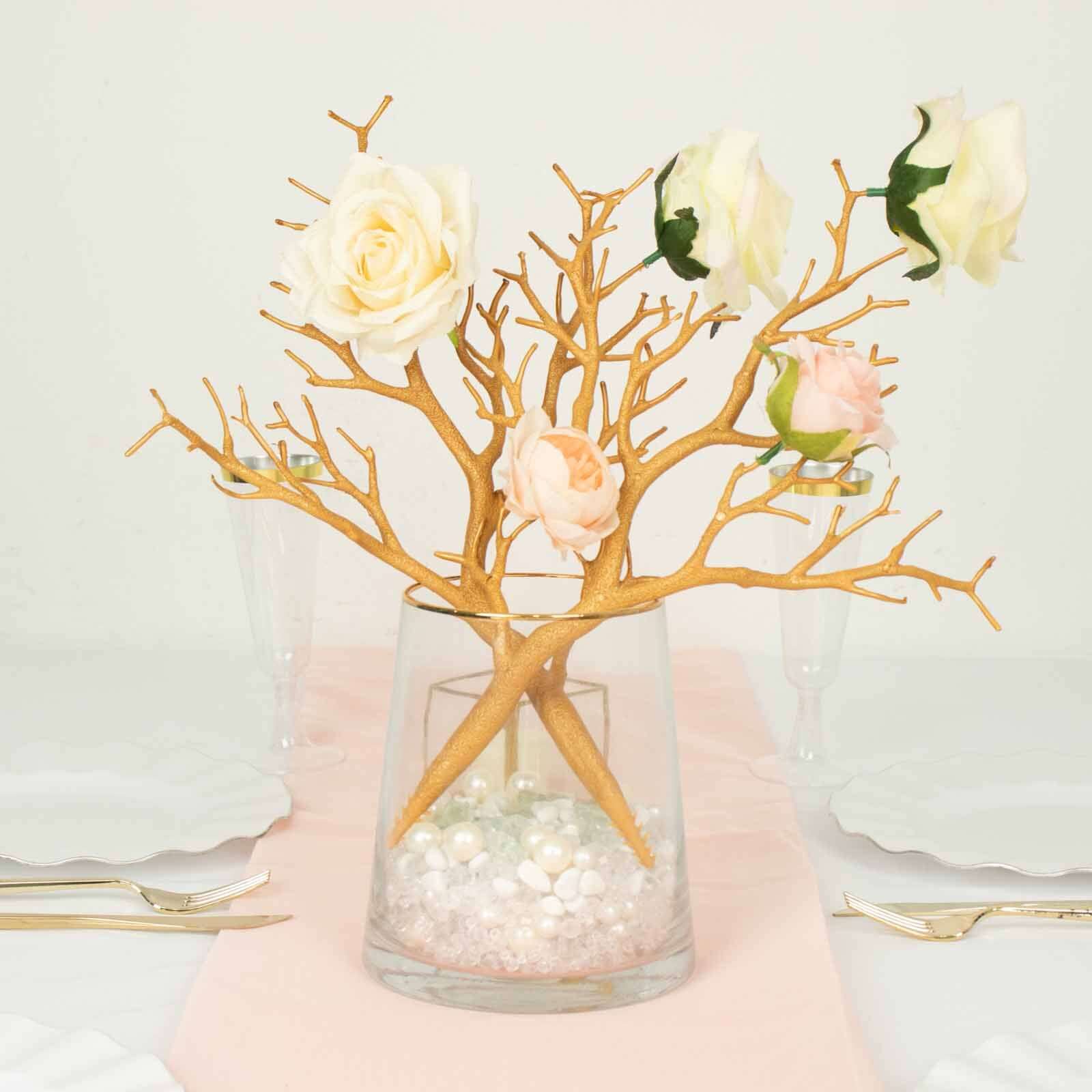 10-Piece Set of Metallic Gold Artificial Manzanita Tree Branches - Ideal for Vase Filler, Home & Wedding Decor