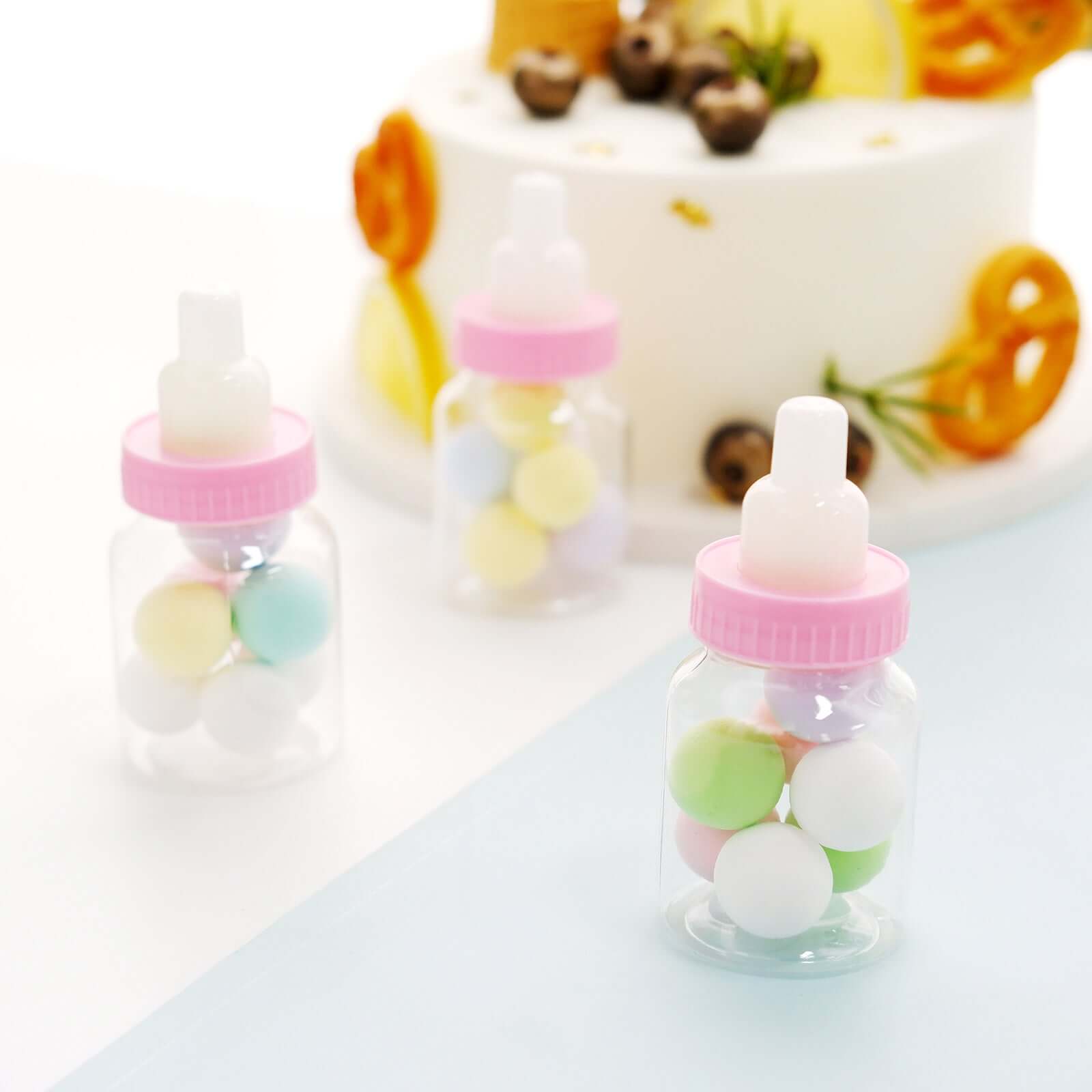 12-Pack Clear/Pink Fillable Mini Baby Bottle Candy Containers - Ideal Favors for Baby Showers