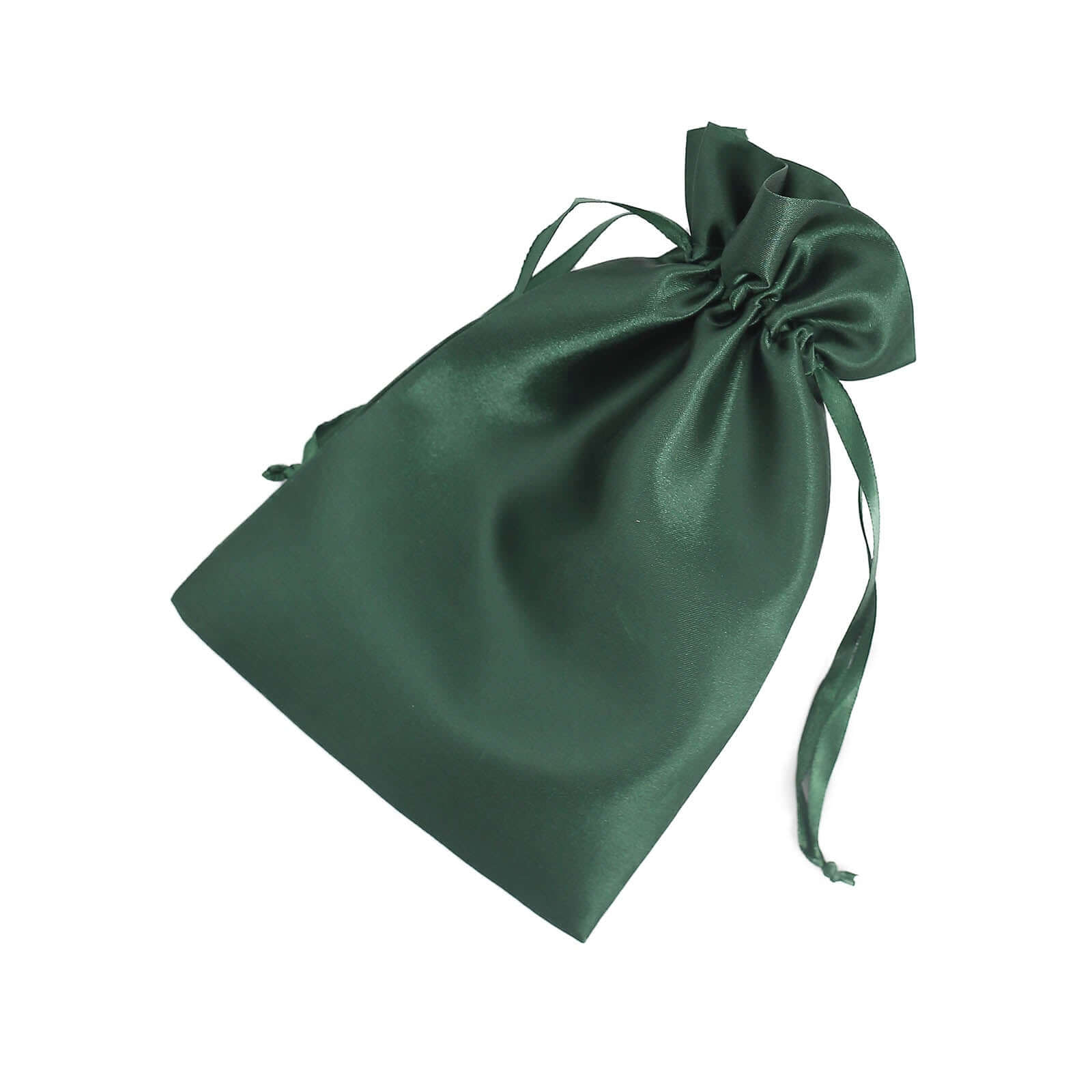 12-Piece Set of 6x9 Hunter Emerald Green Satin Drawstring Wedding Favor Gift Bags