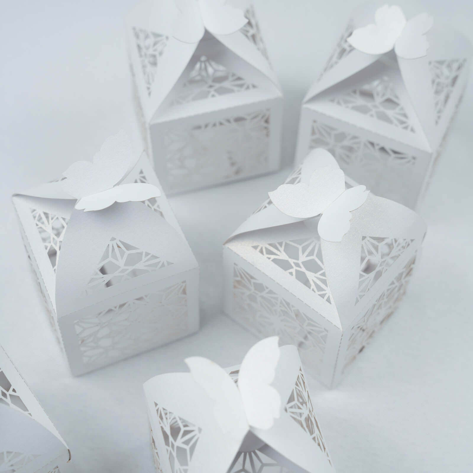 Get 25-Pack White Butterfly Top Laser-Cut Lace Candy Gift Favor Boxes Now