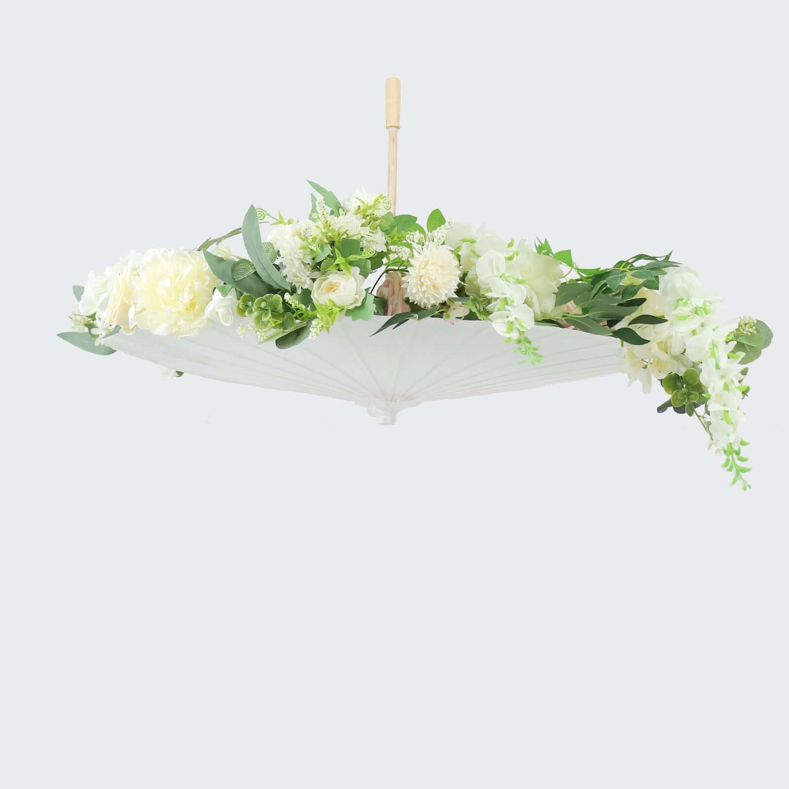 Hot Deal! 2-Pack White Paper and Bamboo Parasol Umbrellas Ideal for Bridal Shower Photos and Table Decor