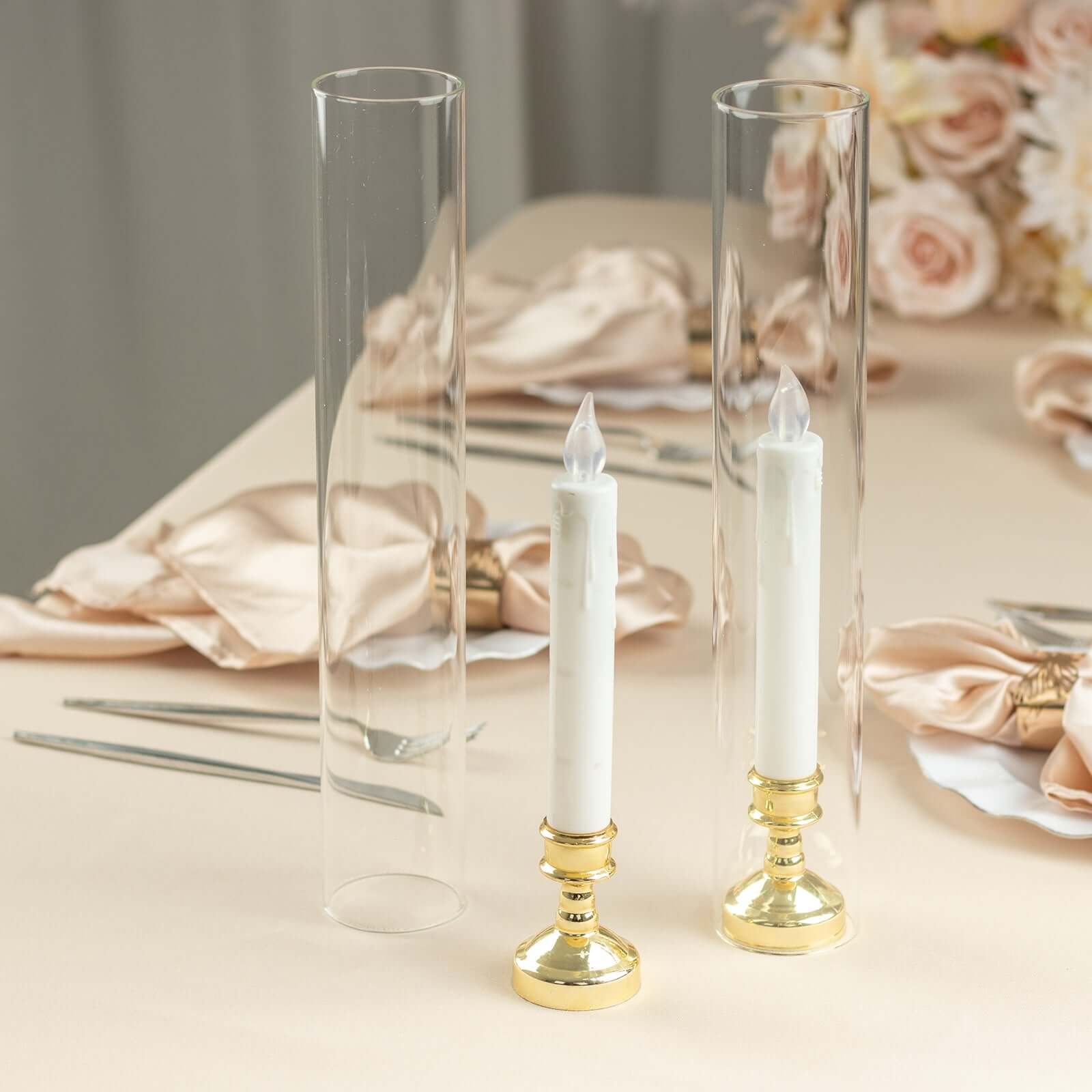 Hot Deal! 2-Pack Clear Glass Cylinder Hurricane Candle Shades, 2.25 Diameter, 14 Height