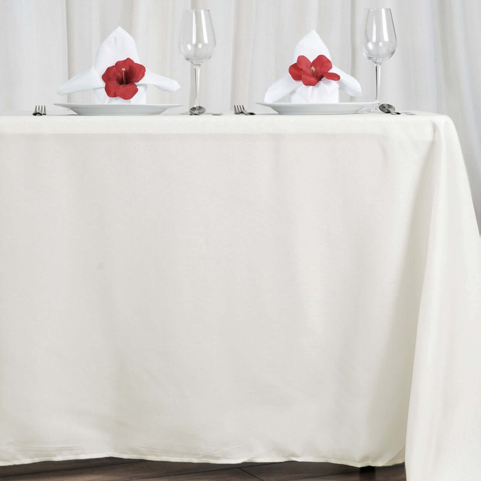 Ivory Polyester Rectangle Tablecloth 72x120 - Durable & Stylish, Ideal for Events