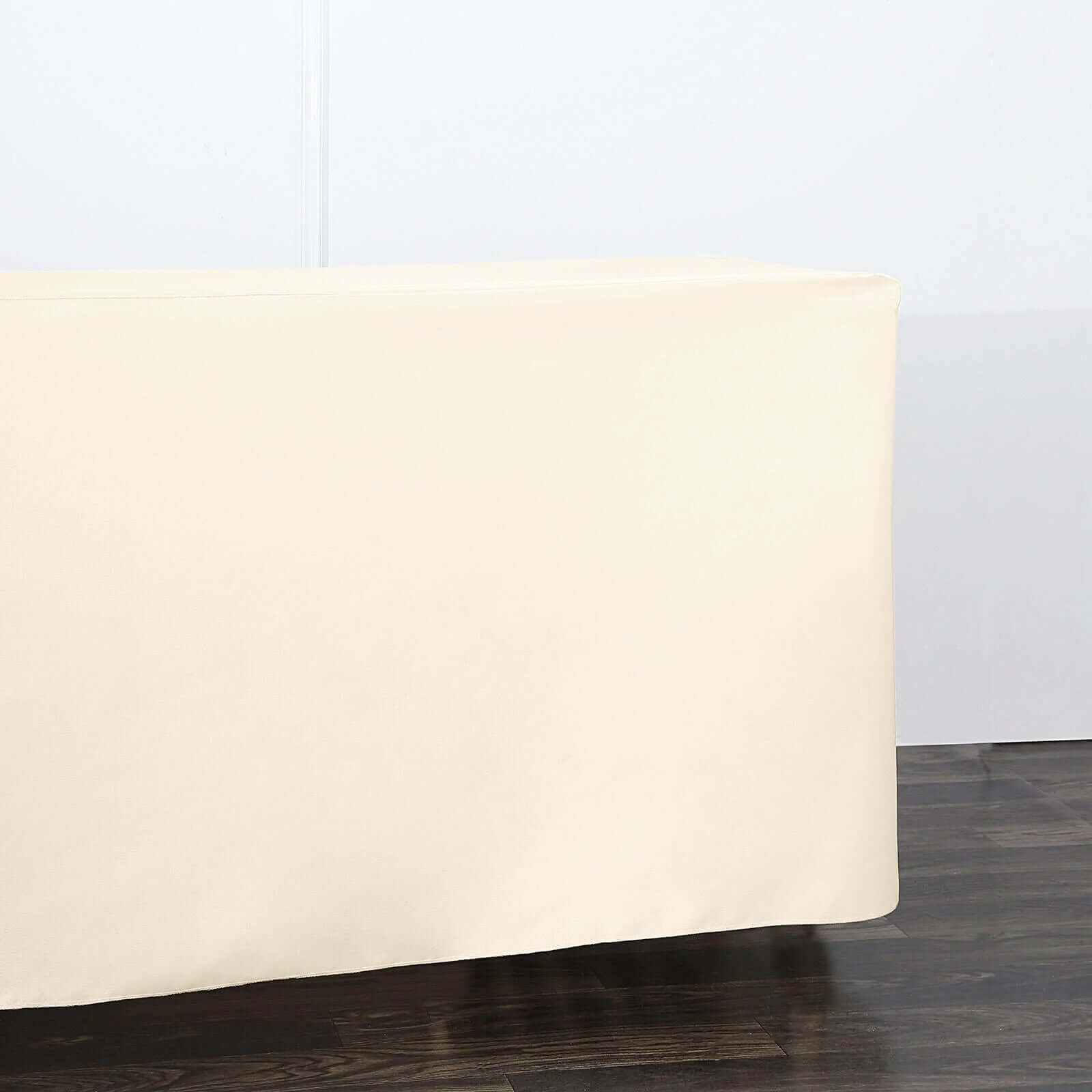 Durable Beige Fitted Polyester Tablecloth for 96x30 Rectangle Tables