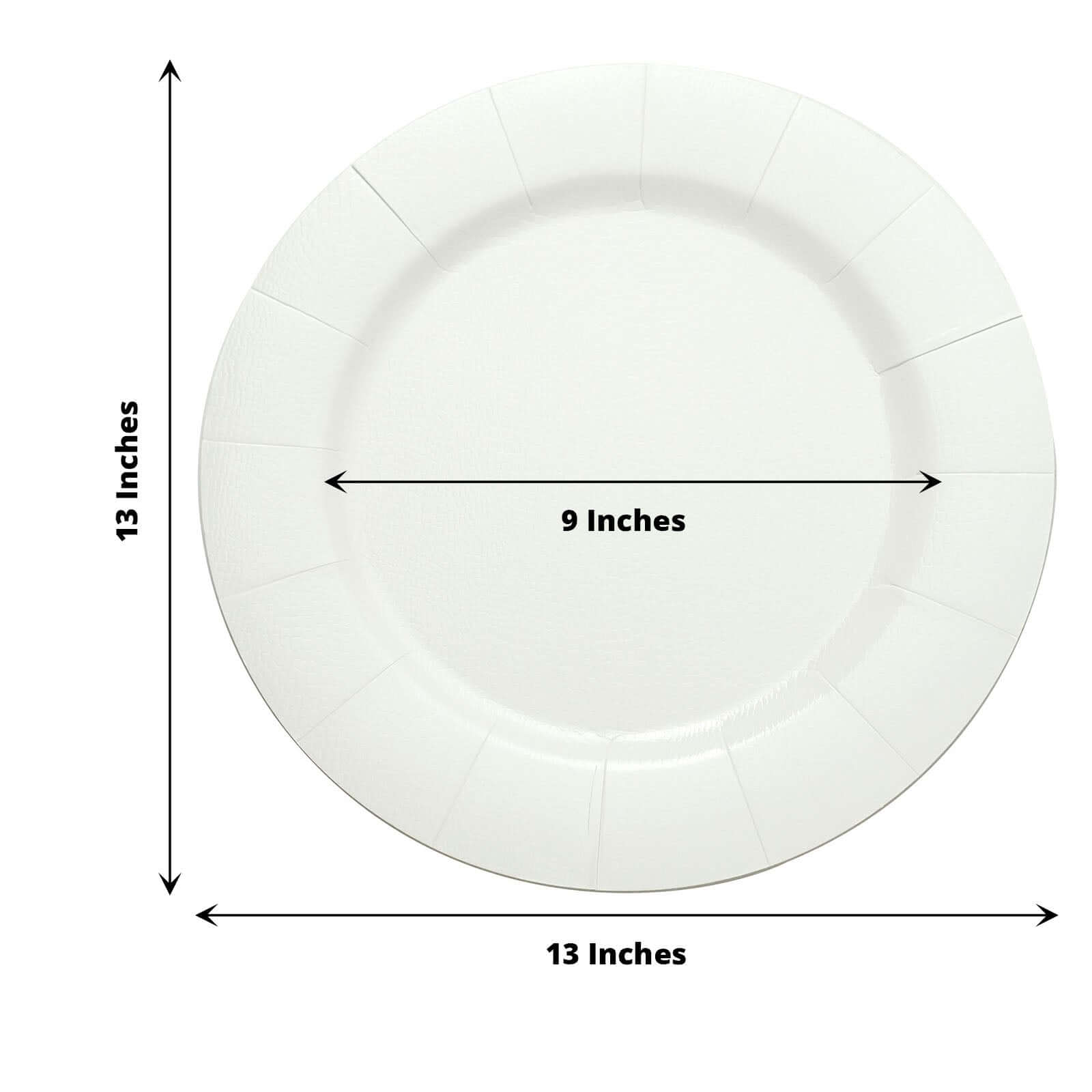 10-Pack White Disposable Round Charger Plates with Leathery Texture - Ideal for Parties
