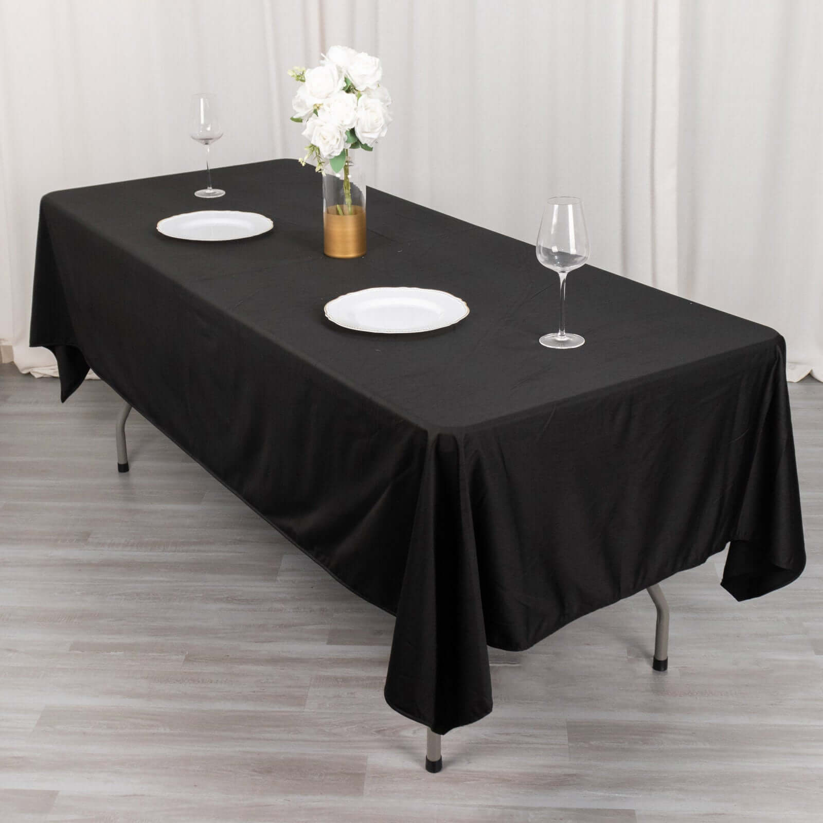 Exclusive Black 60x102 Scuba Polyester Wrinkle-Free & Stain-Resistant Rectangular Tablecloth for Weddings and Banquets