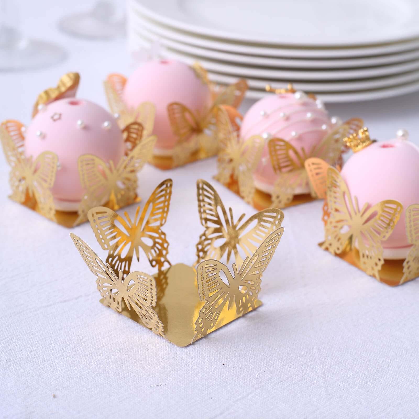 Hot Deal! 50-Pack Metallic Gold Mini Paper Truffle Cup Liners with Butterfly Square Design for Cupcakes