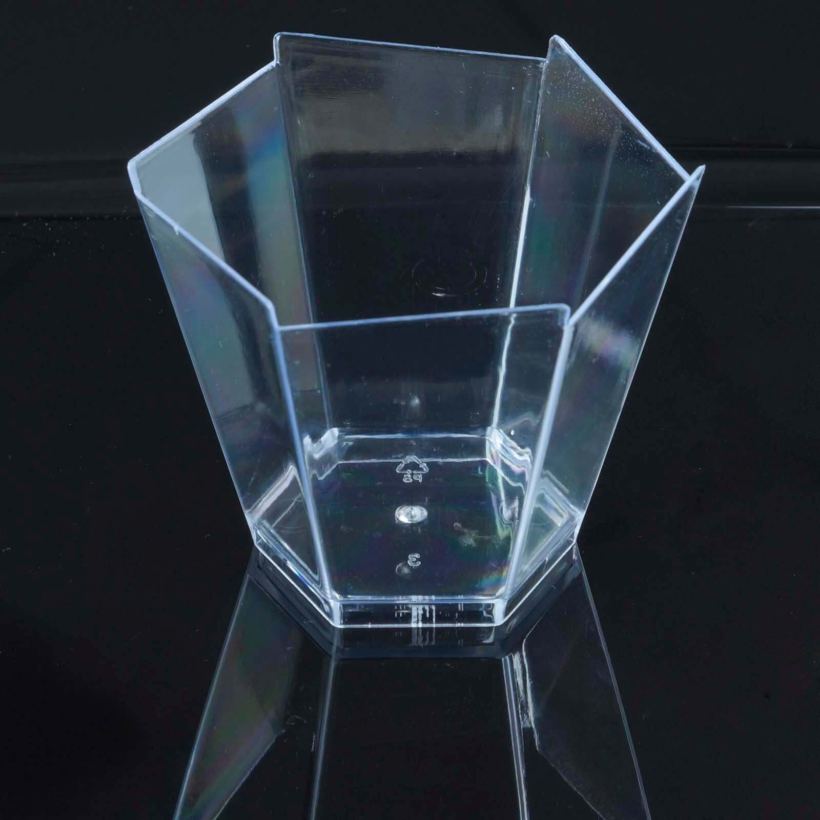 12-Piece Set of Lightweight, Disposable 3oz Clear Wavy Hexagon Plastic Dessert Cups