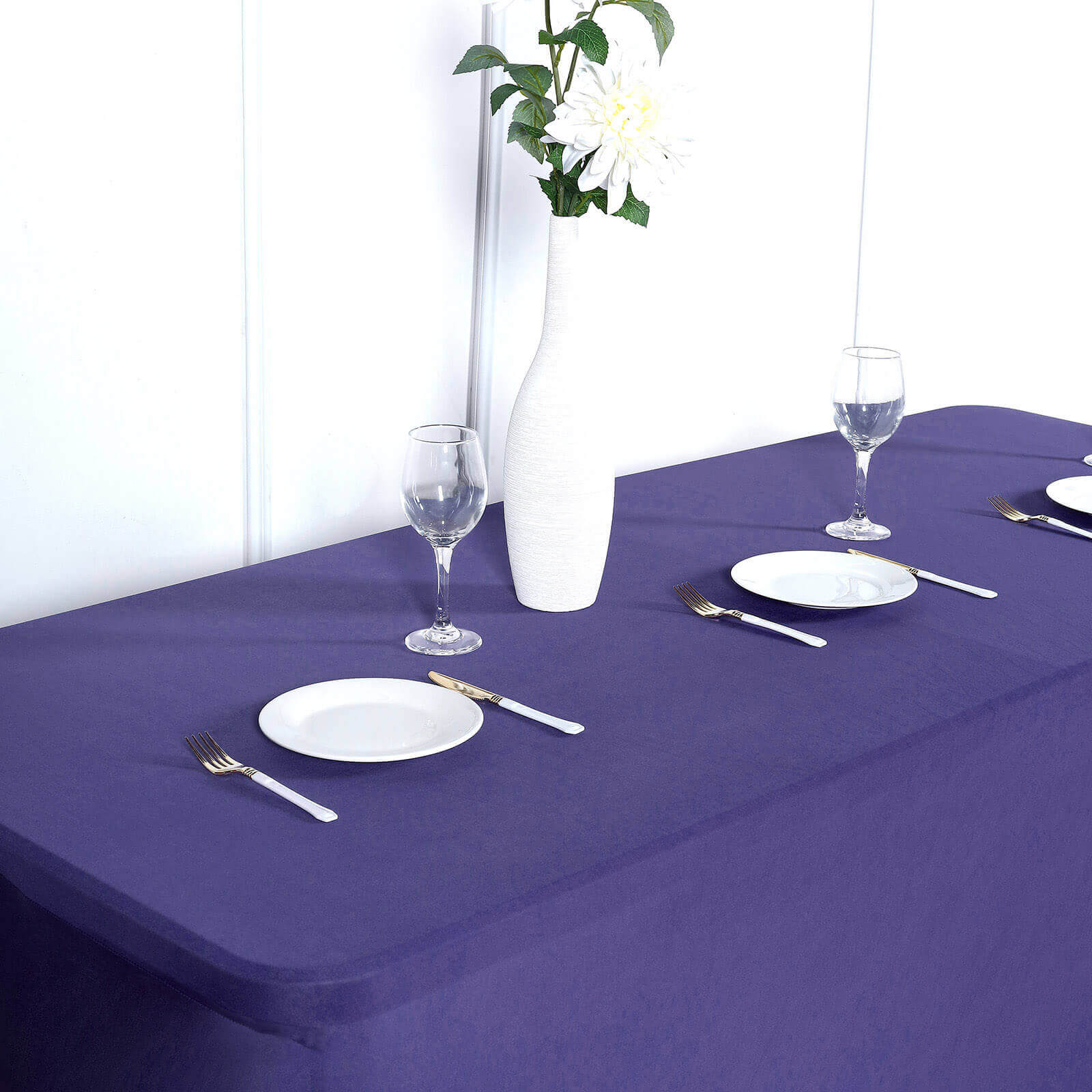 Purple Durable Stretch Spandex 96x30 Rectangle Table Cover - Ideal for Events