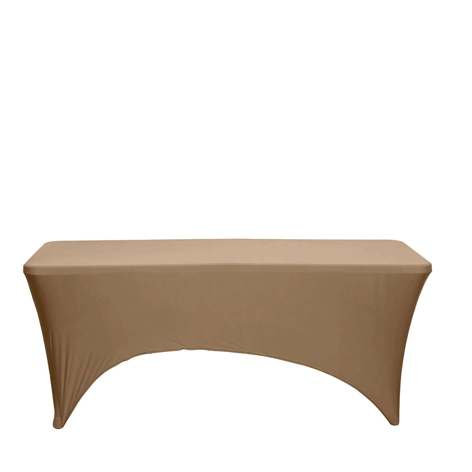 Durable Taupe Stretch Spandex Table Cover for 8ft Rectangles - Ideal Choice