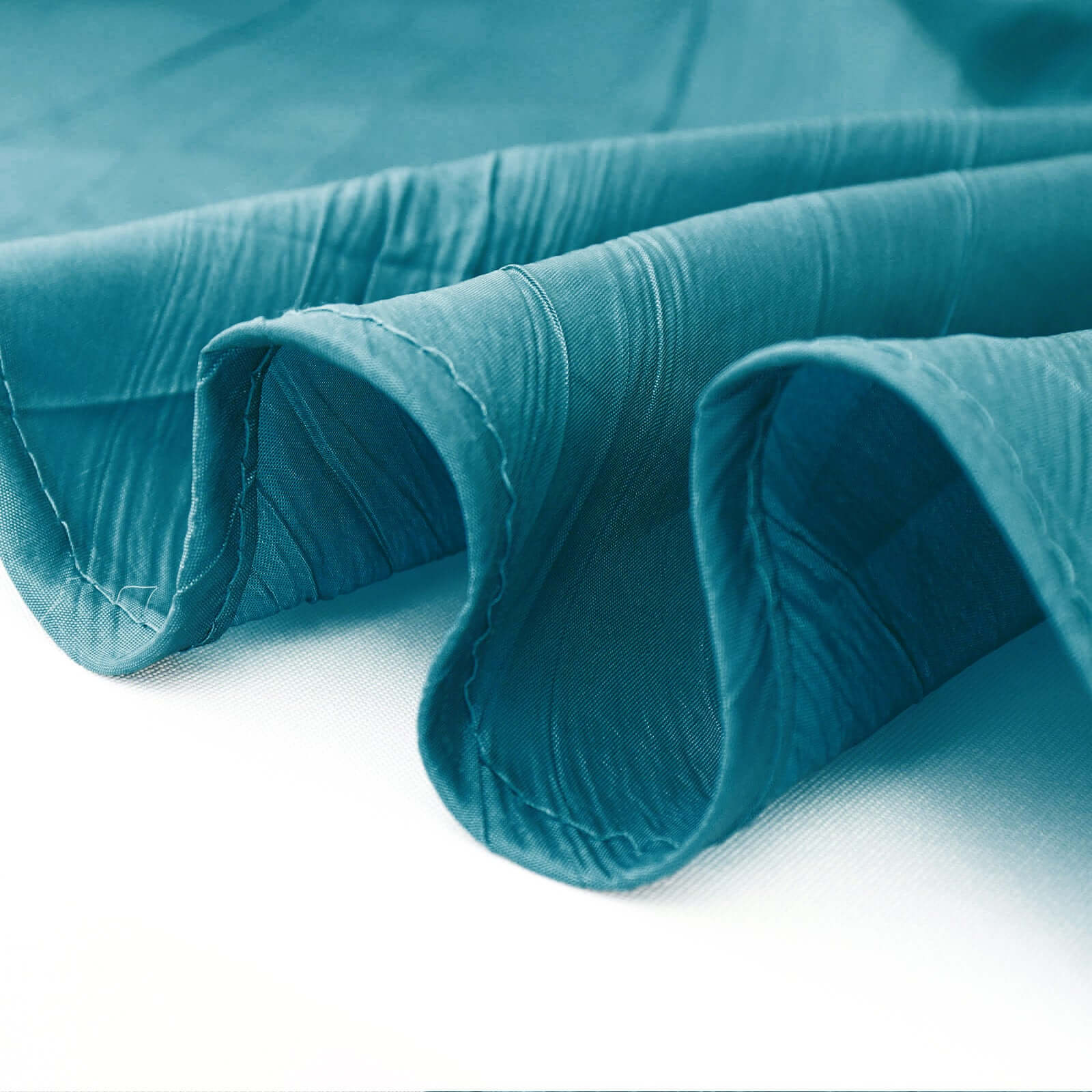 Teal Crinkle Taffeta 90x156 Rectangle Tablecloth - Seamless, Exquisite Cover