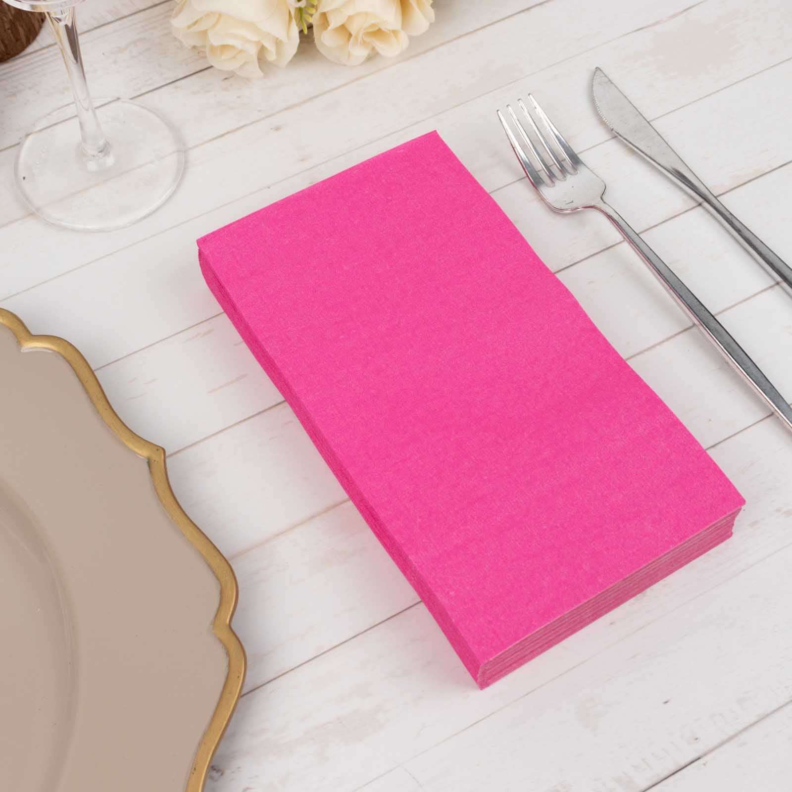 Hot Deal! 50-Pack Fuchsia Soft 2-Ply Disposable Cocktail Napkins for Weddings