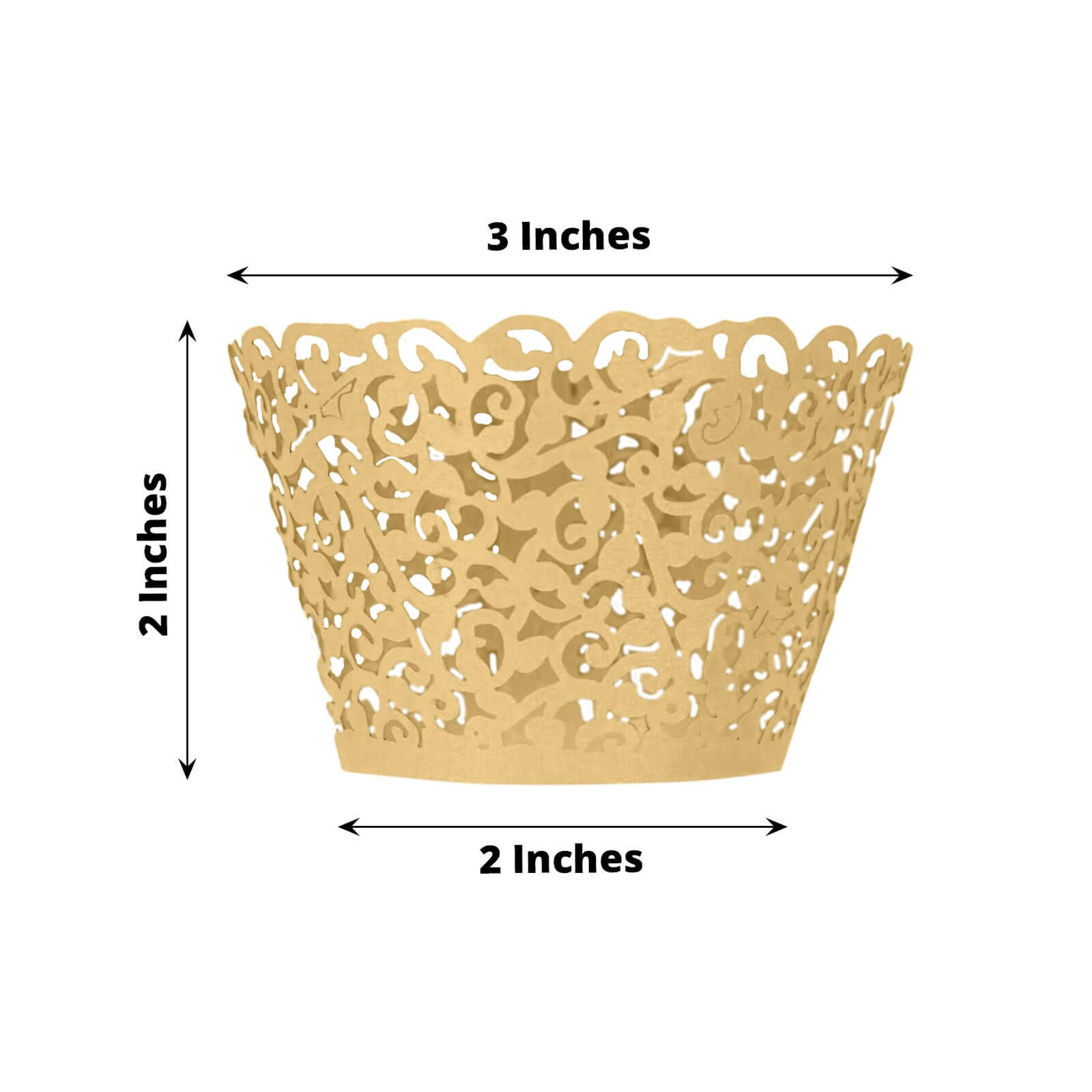 25-Piece Gold Lace Laser-Cut Paper Cupcake Wrappers for Event Baking
