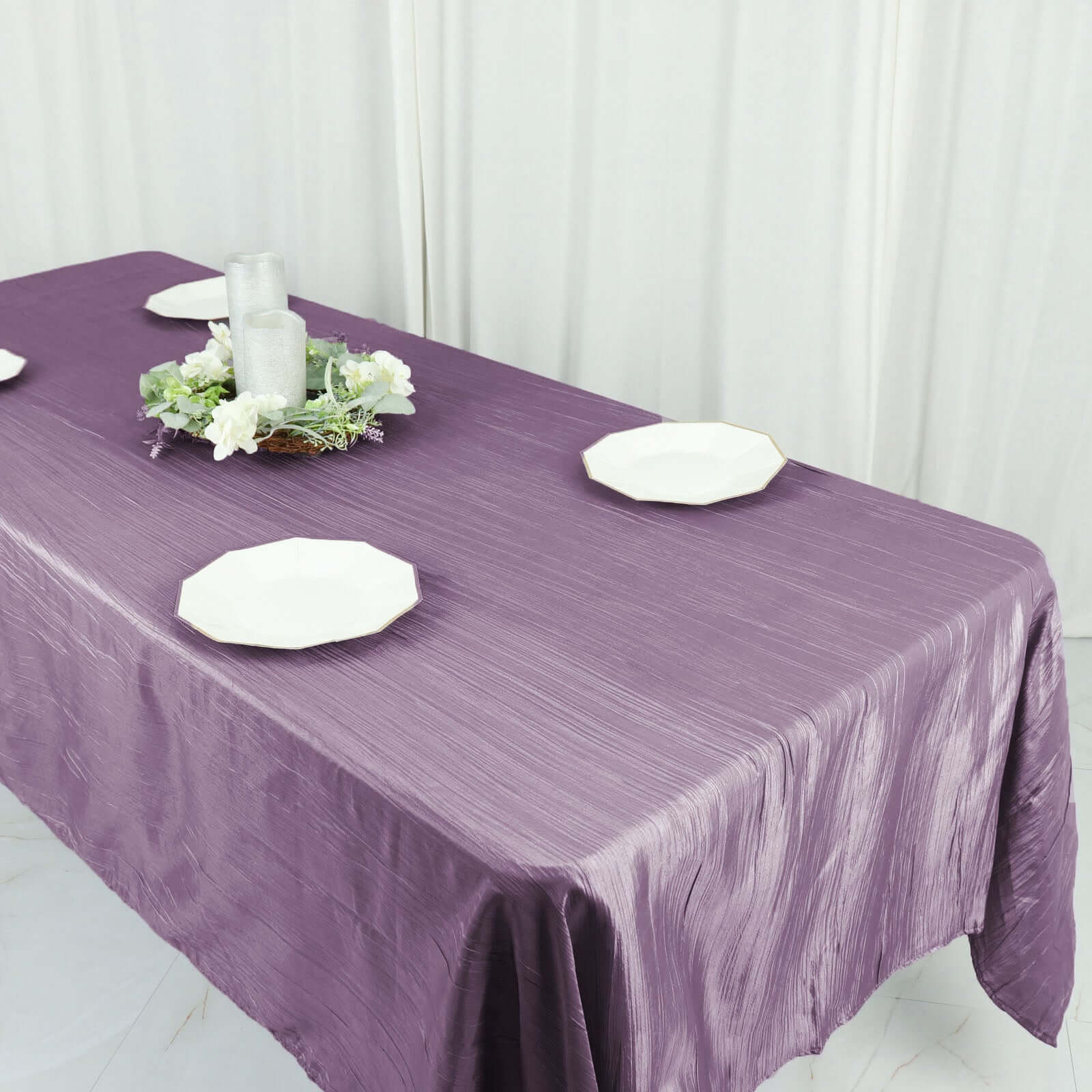 Violet Amethyst Accordion Crinkle Taffeta 60x102 Rectangle Tablecloth