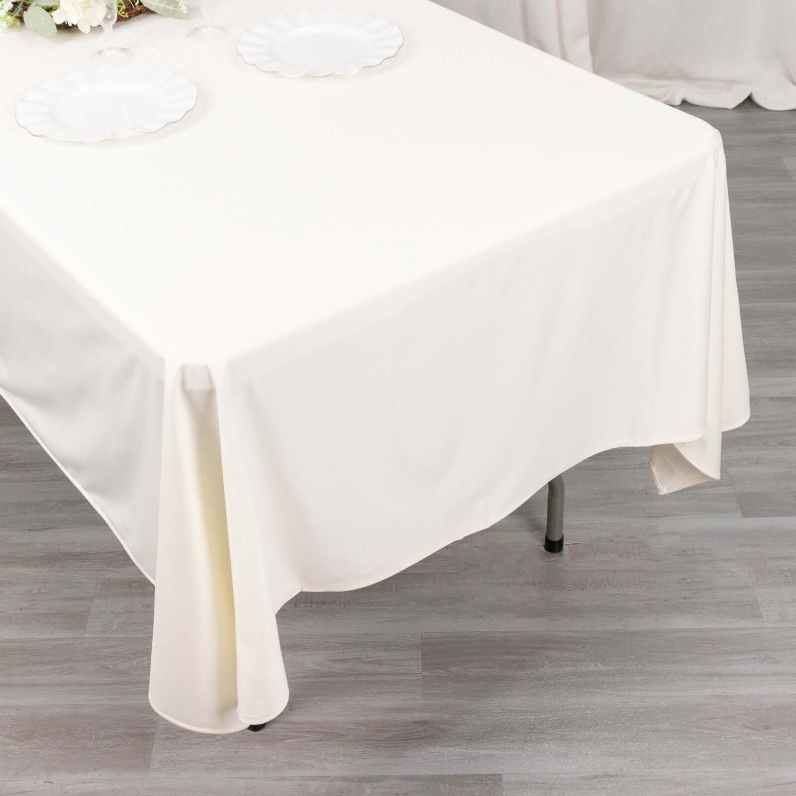 Ivory Premium Scuba 60x102 Wrinkle-Free & Stain-Resistant Rectangular Tablecloth - Ideal for Events