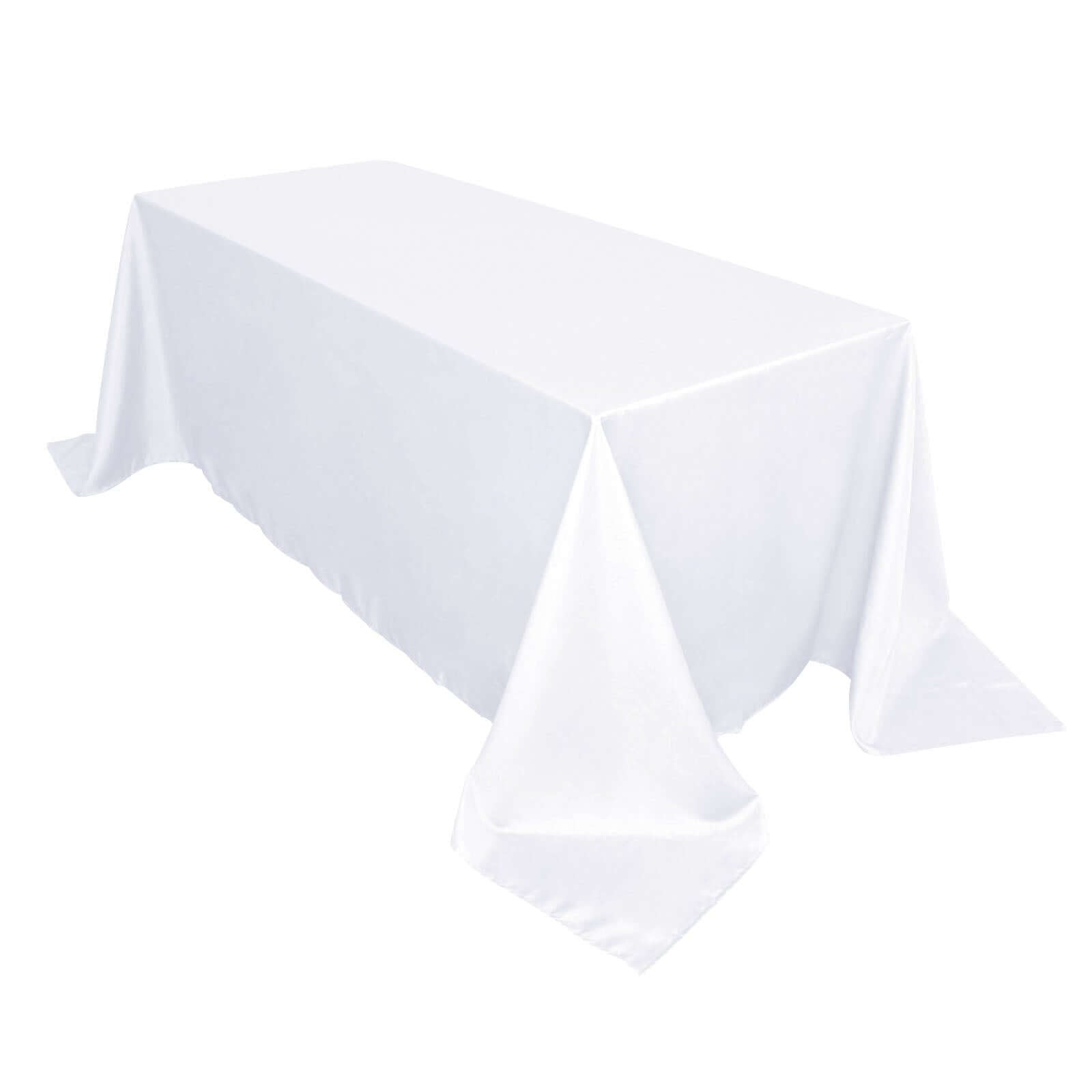 Get This White 90x132 Polyester Rectangle Tablecloth for Luxurious Celebrations