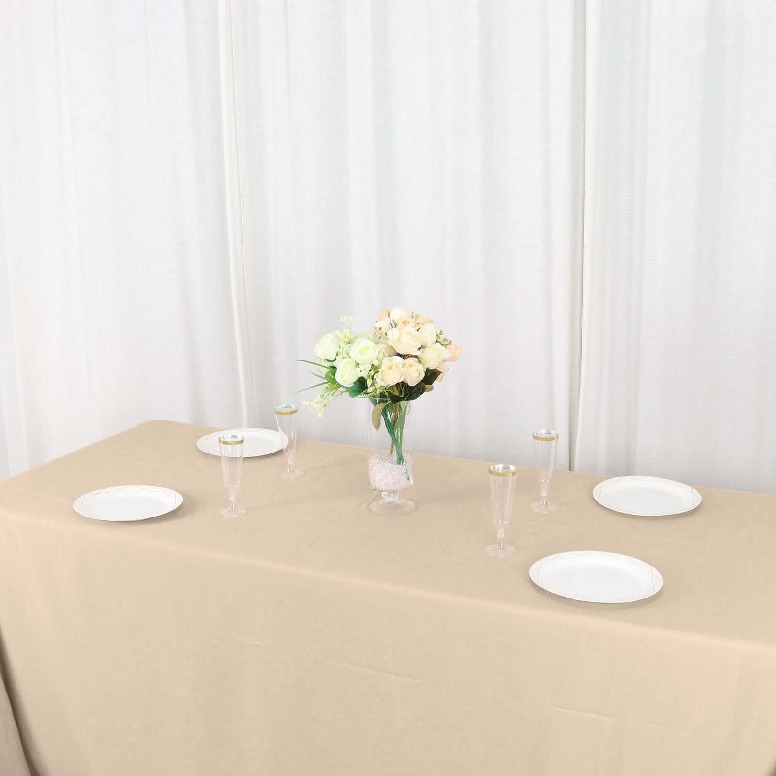 Wrinkle-Resistant Seamless Nude Polyester Rectangle Tablecloth 90x156