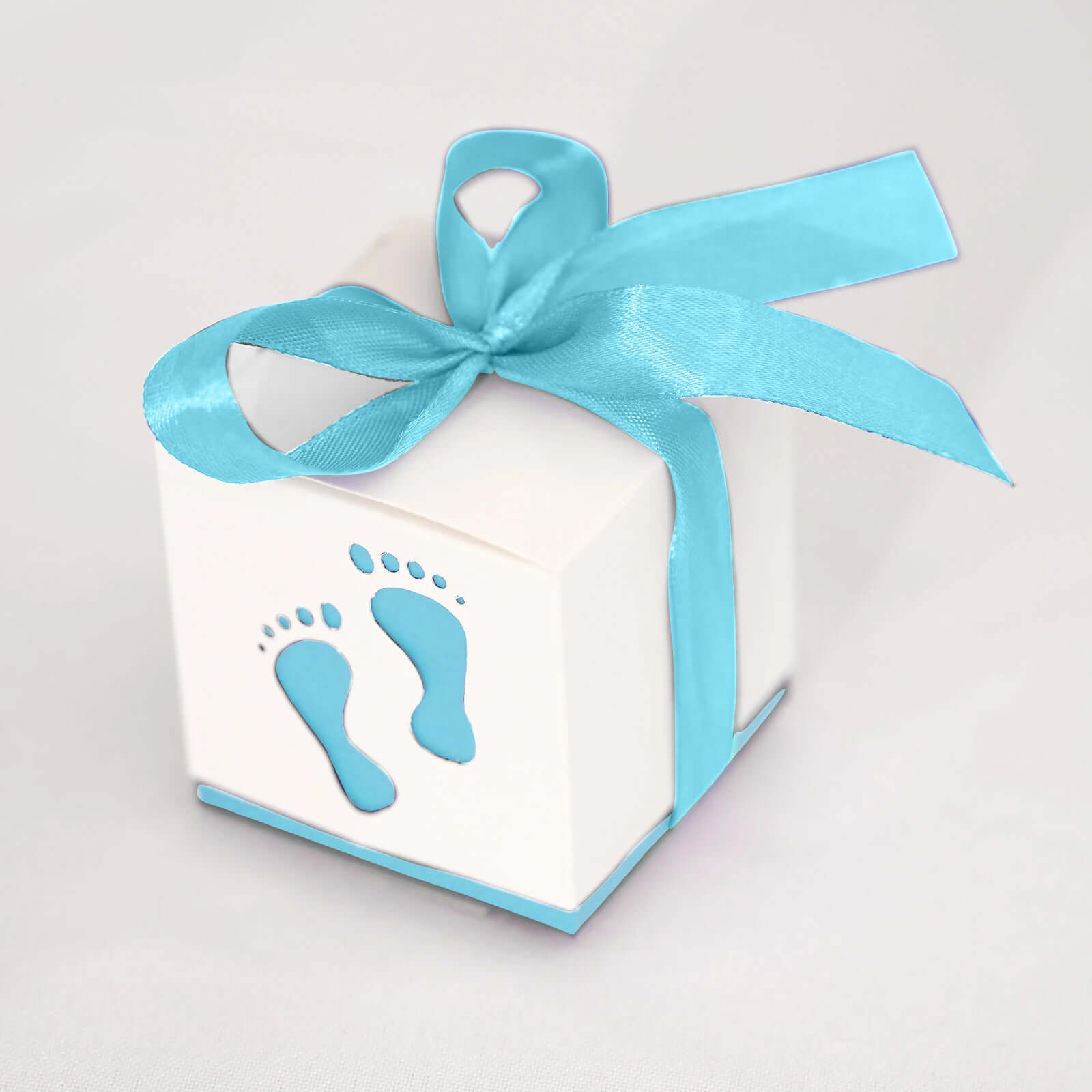 25-Piece Set of Light Blue Square Baby Shower Party Favor Candy Gift Boxes