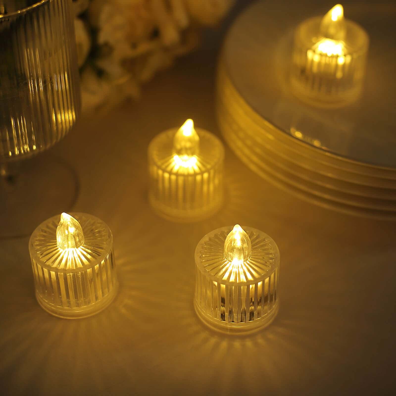 Hot Sale! 12-Pack Flameless Warm White LED Tealight Candles in Transparent Column Style