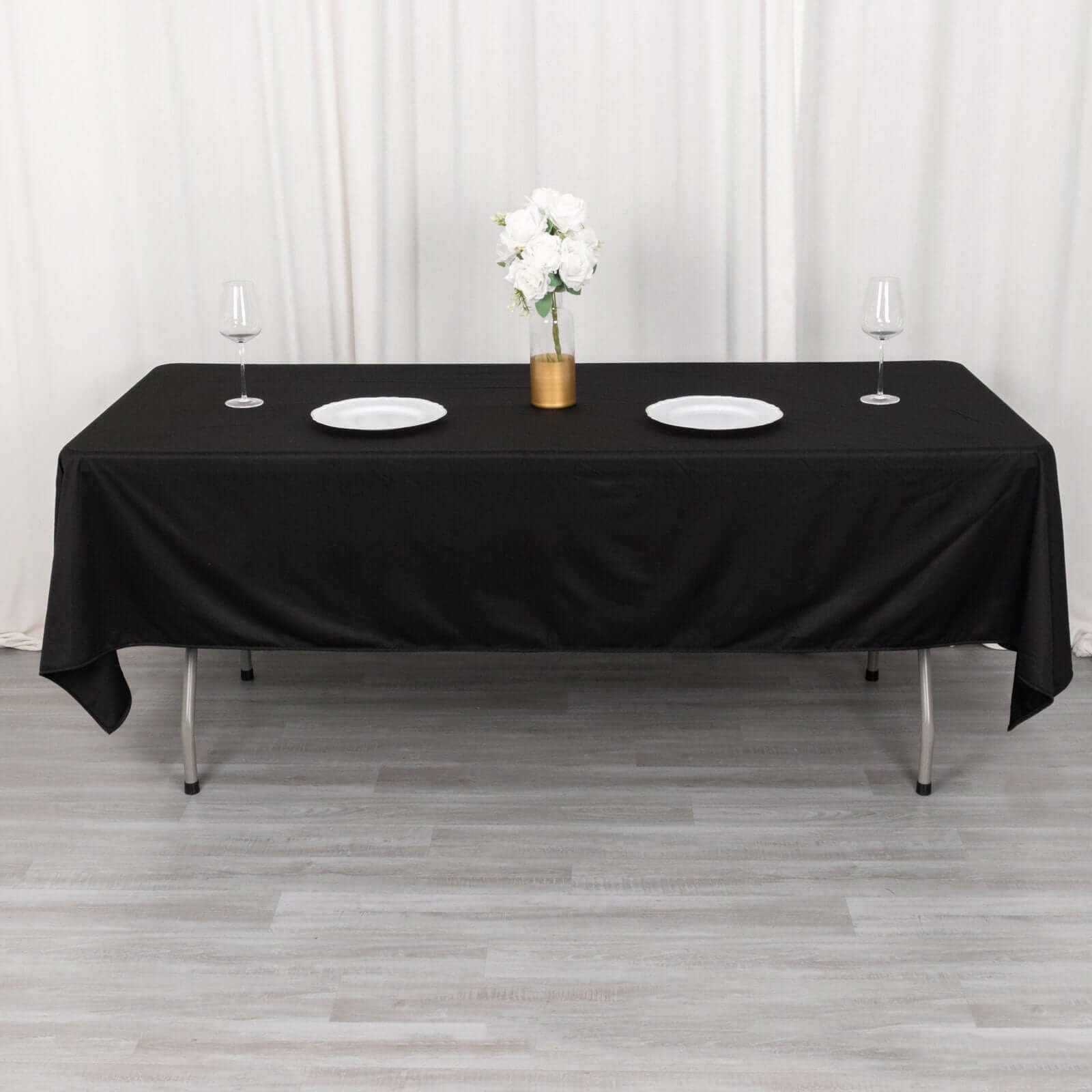 Exclusive Black 60x102 Scuba Polyester Wrinkle-Free & Stain-Resistant Rectangular Tablecloth for Weddings and Banquets