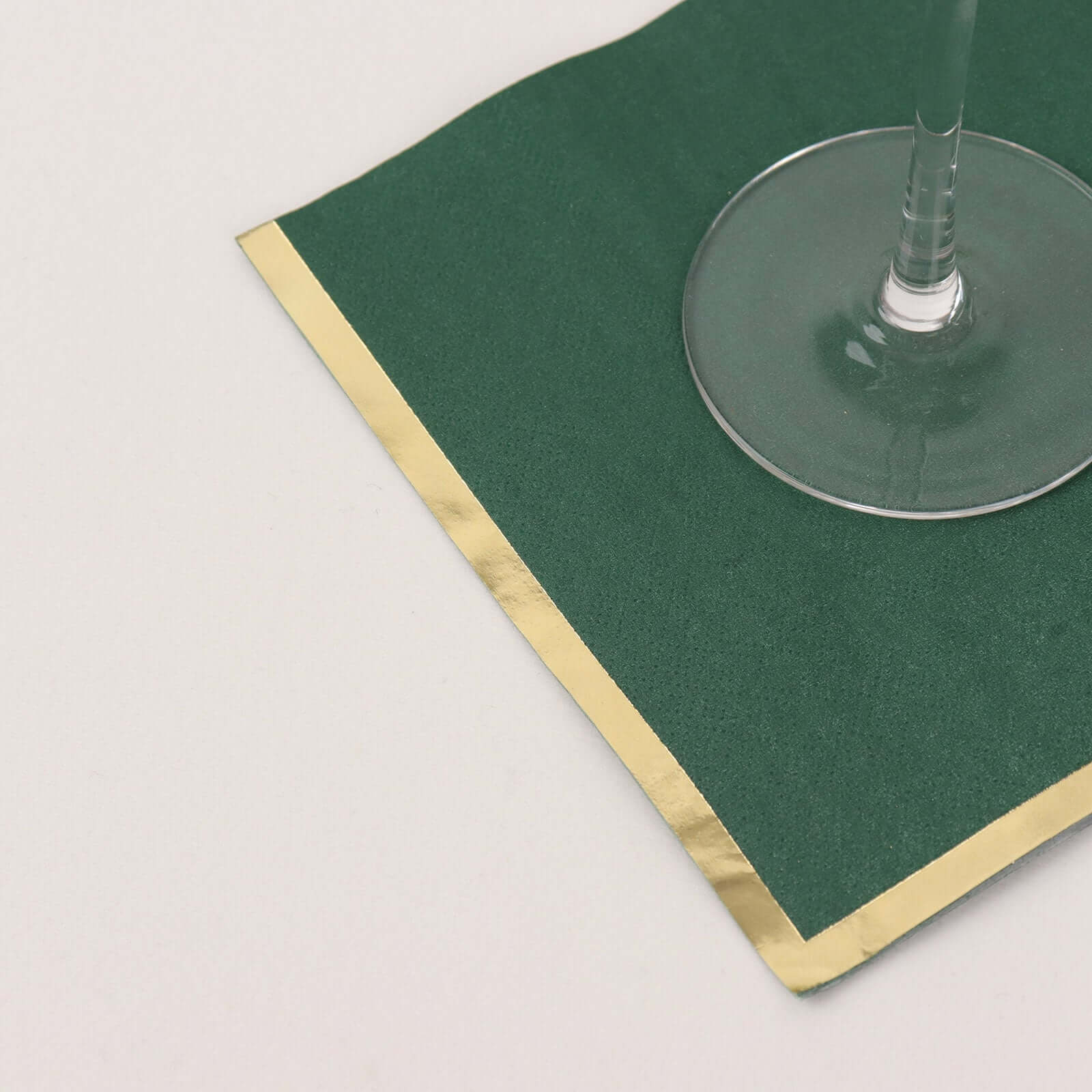 50-Piece Disposable 2-Ply Hunter Emerald Green Paper Cocktail Napkins with Gold Foil Edge, 6.5x6.5