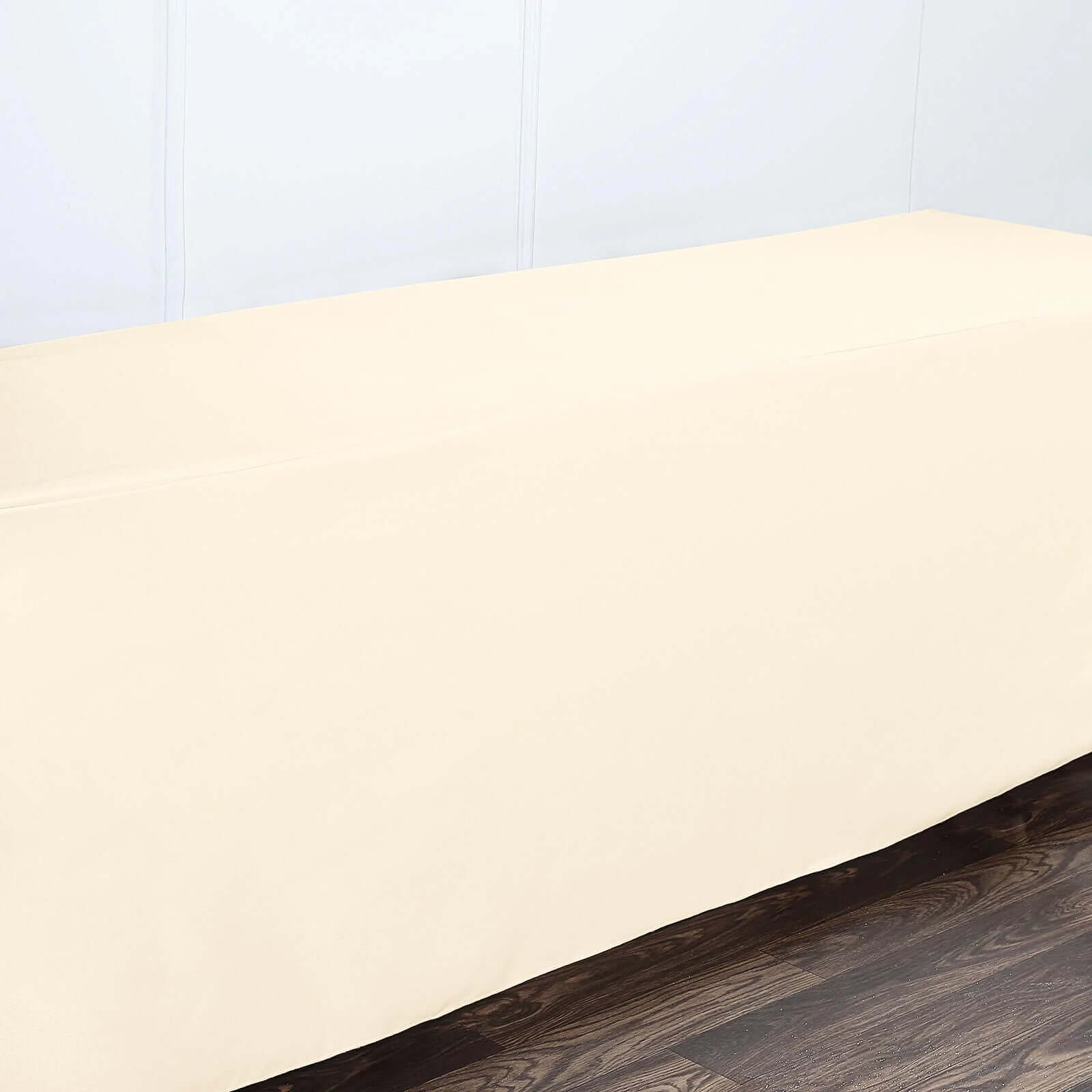 Durable Beige Fitted Polyester Tablecloth for 96x30 Rectangle Tables