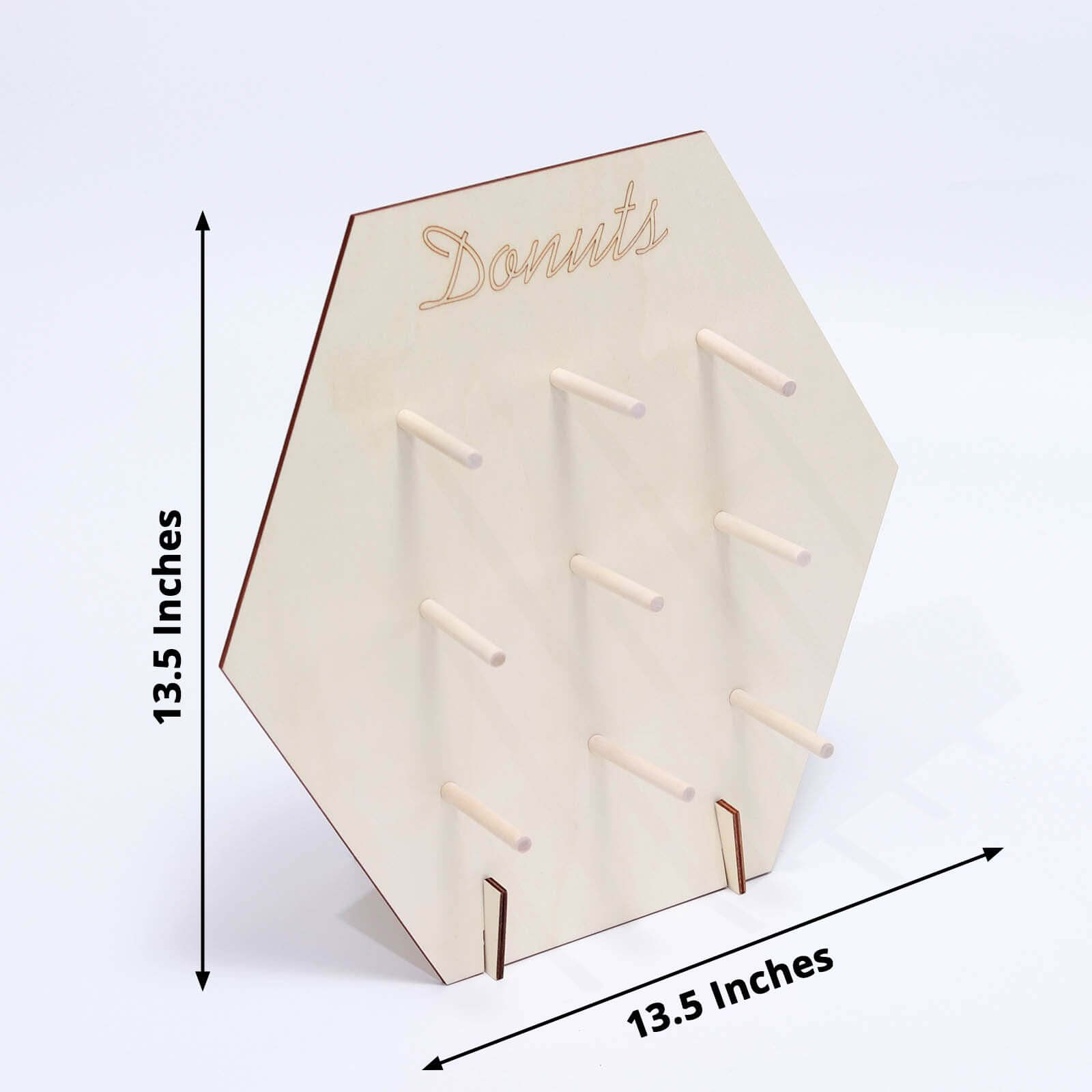 Rustic Detachable Wooden Hexagon Donut Wall Stand for Space-Saving Dessert Display