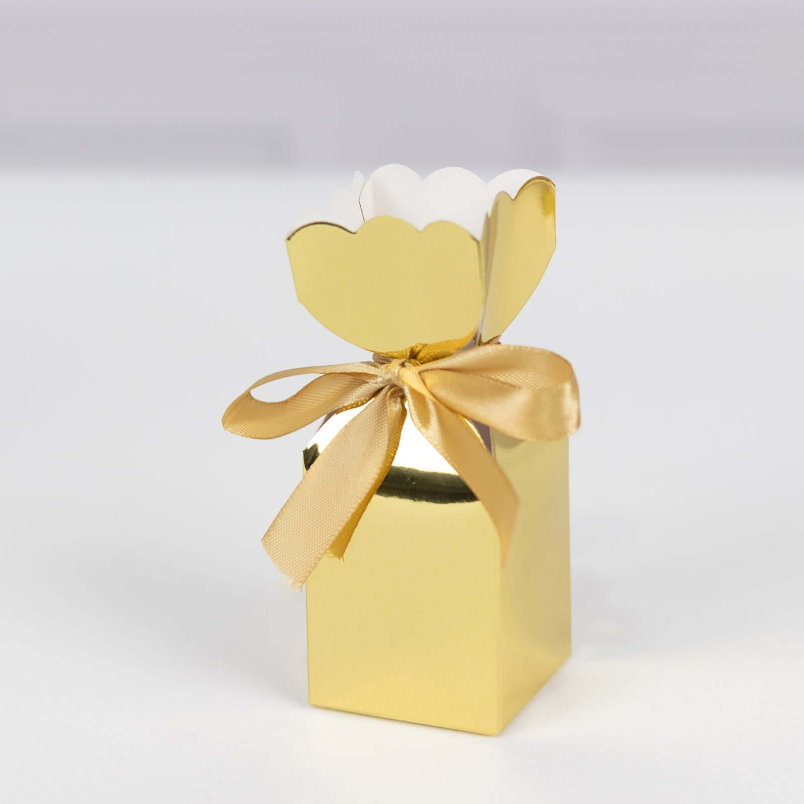 25-Pack Gold Floral Satin Ribbon Candy Gift Boxes - Ideal for Parties