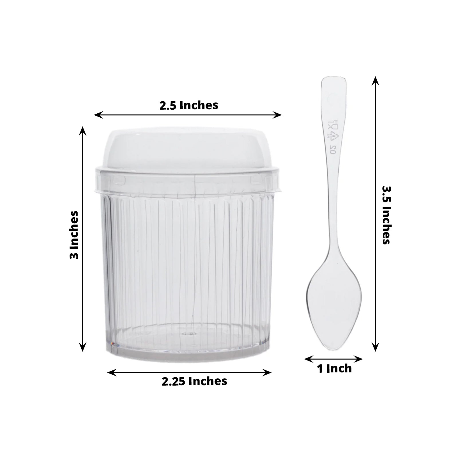24-Pack 5oz Clear Ribbed Plastic Fruit Dessert Cups with Lid and Spoon - Ideal for Parfaits