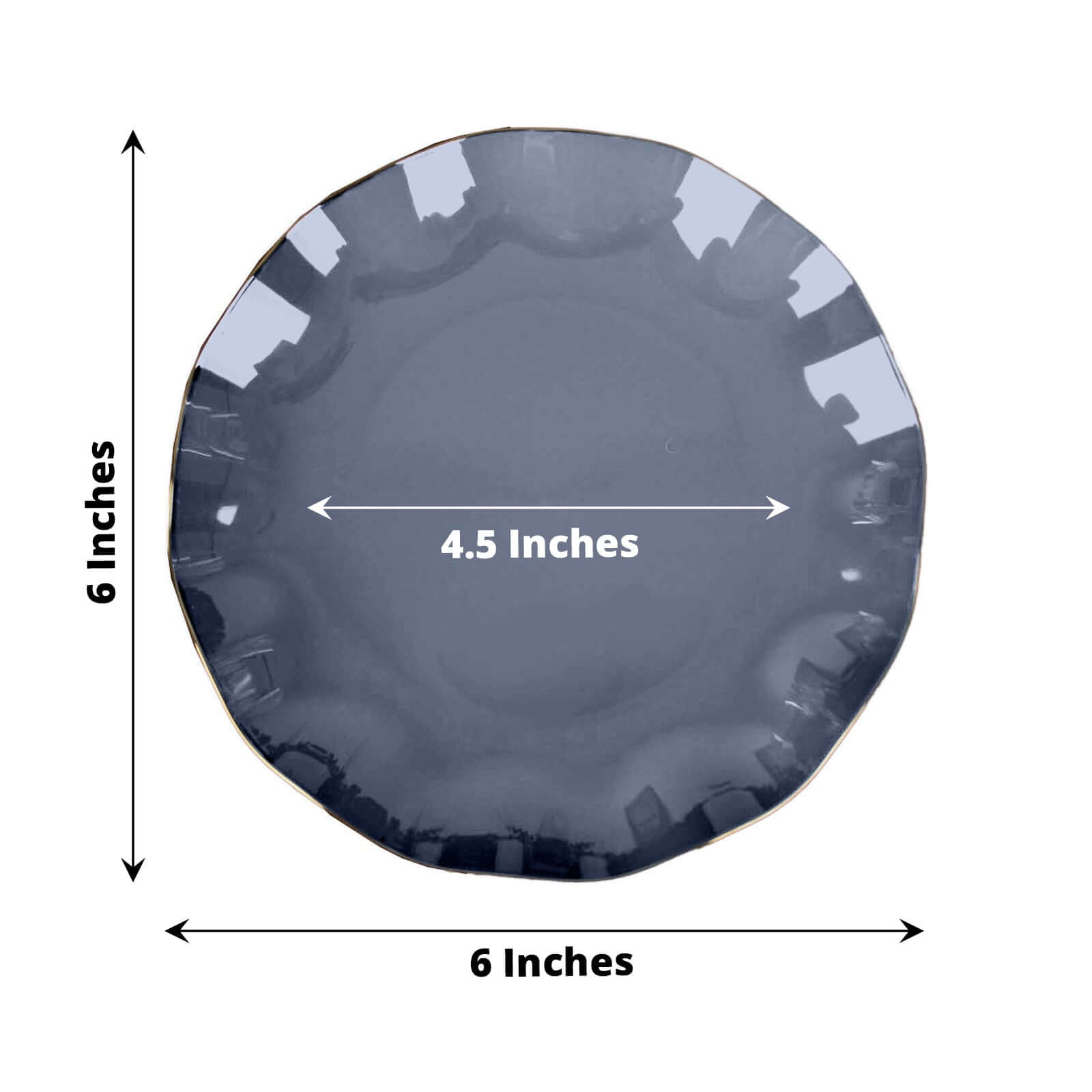 Great Deal! 10-Pack Navy Blue Plastic Round Dessert Plates with Ruffled Rim and Gold Edging