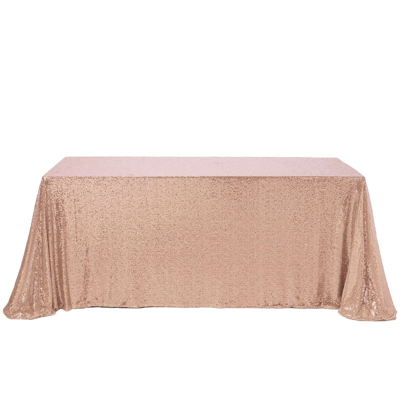 Rose Gold Seamless Twinkling Sequin Rectangle Tablecloth 90x156
