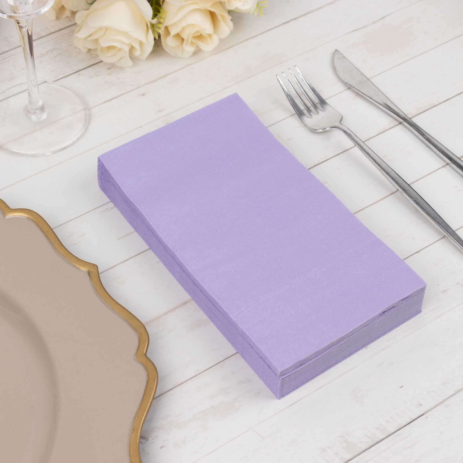 Soft 50-Pack 2-Ply Disposable Lavender Lilac Paper Cocktail and Beverage Napkins for Weddings