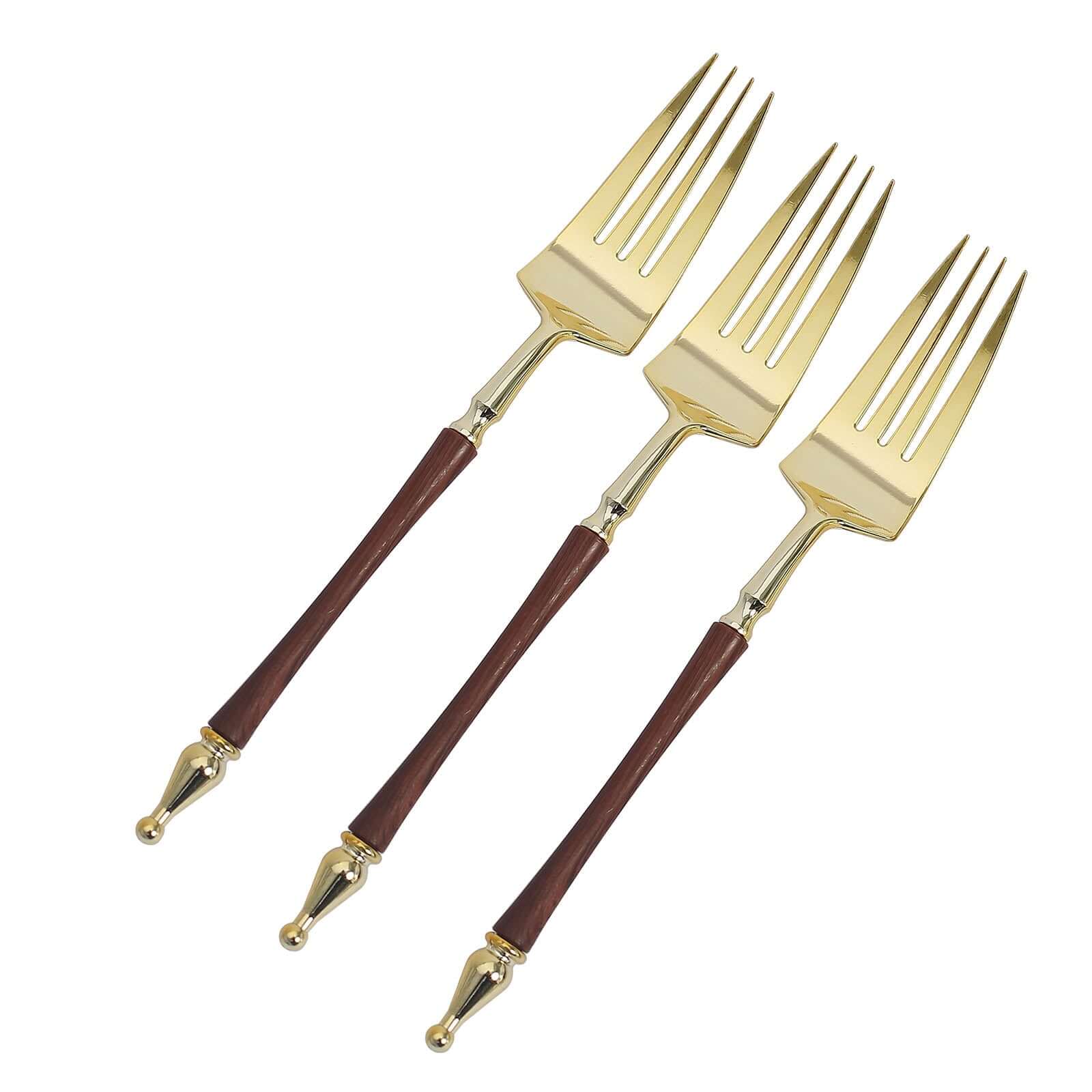 Hot Deal! 24-Pack Gold/Brown European Style Disposable Dinner Forks with Roman Column Handles