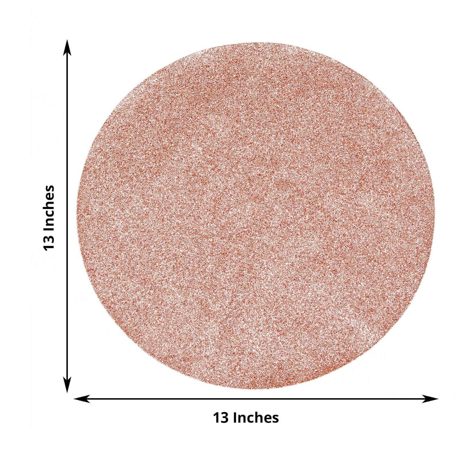 Hot Deal! 6-Pack Rose Gold Glitter Round Non-Slip Placemats, 13" Diameter