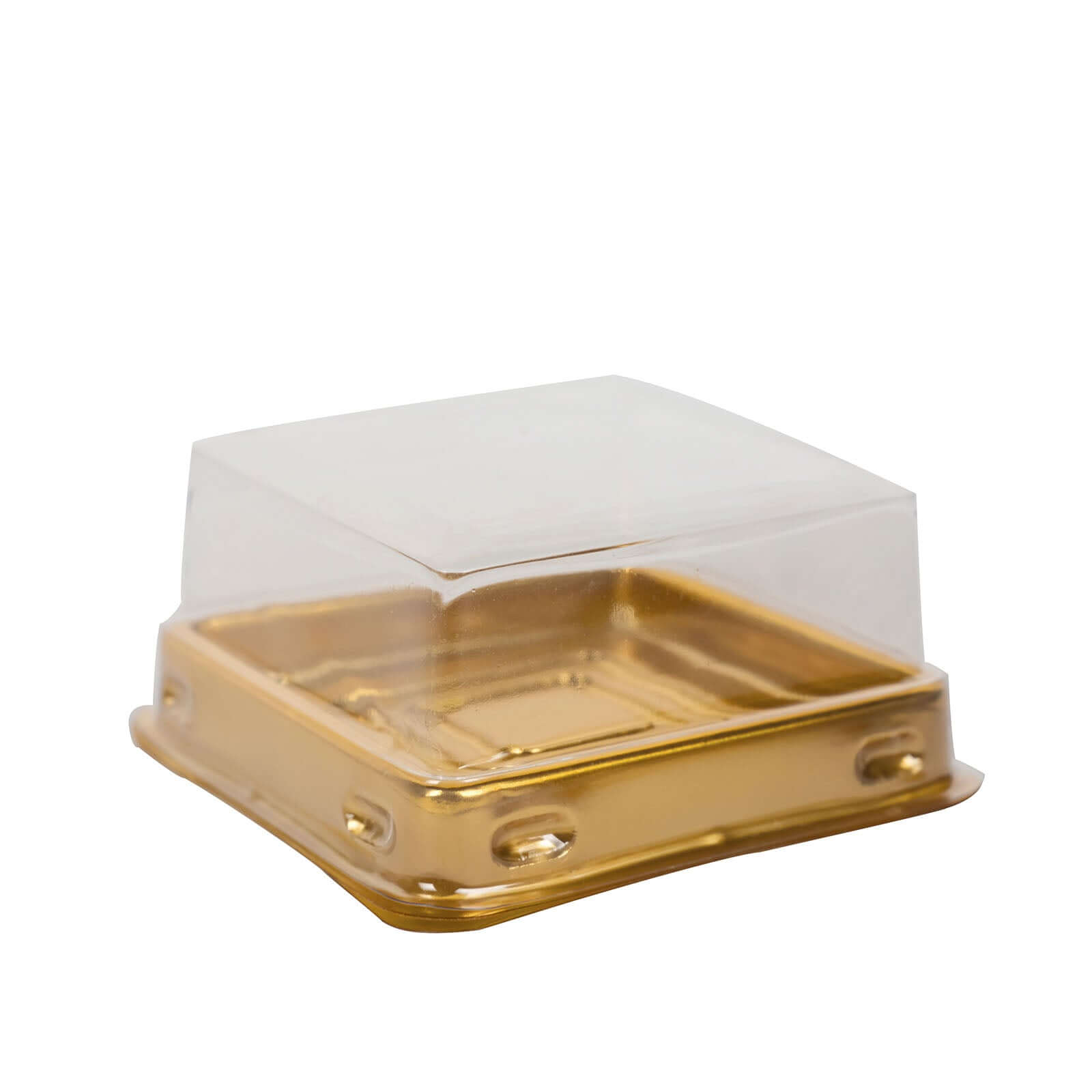 Hot Deal! 50-Pack Plastic Square Party Favor Containers in Gold and Clear for Cupcakes and Desserts