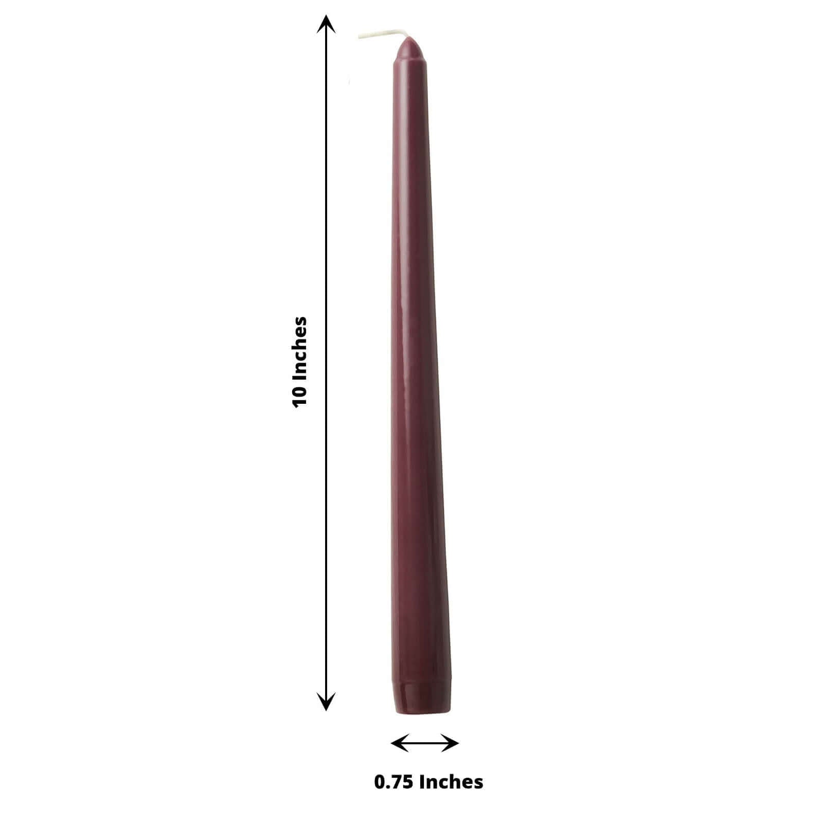 Premium 12-Pack Unscented Burgundy Taper Candles for Elegant Settings - 10 Inches