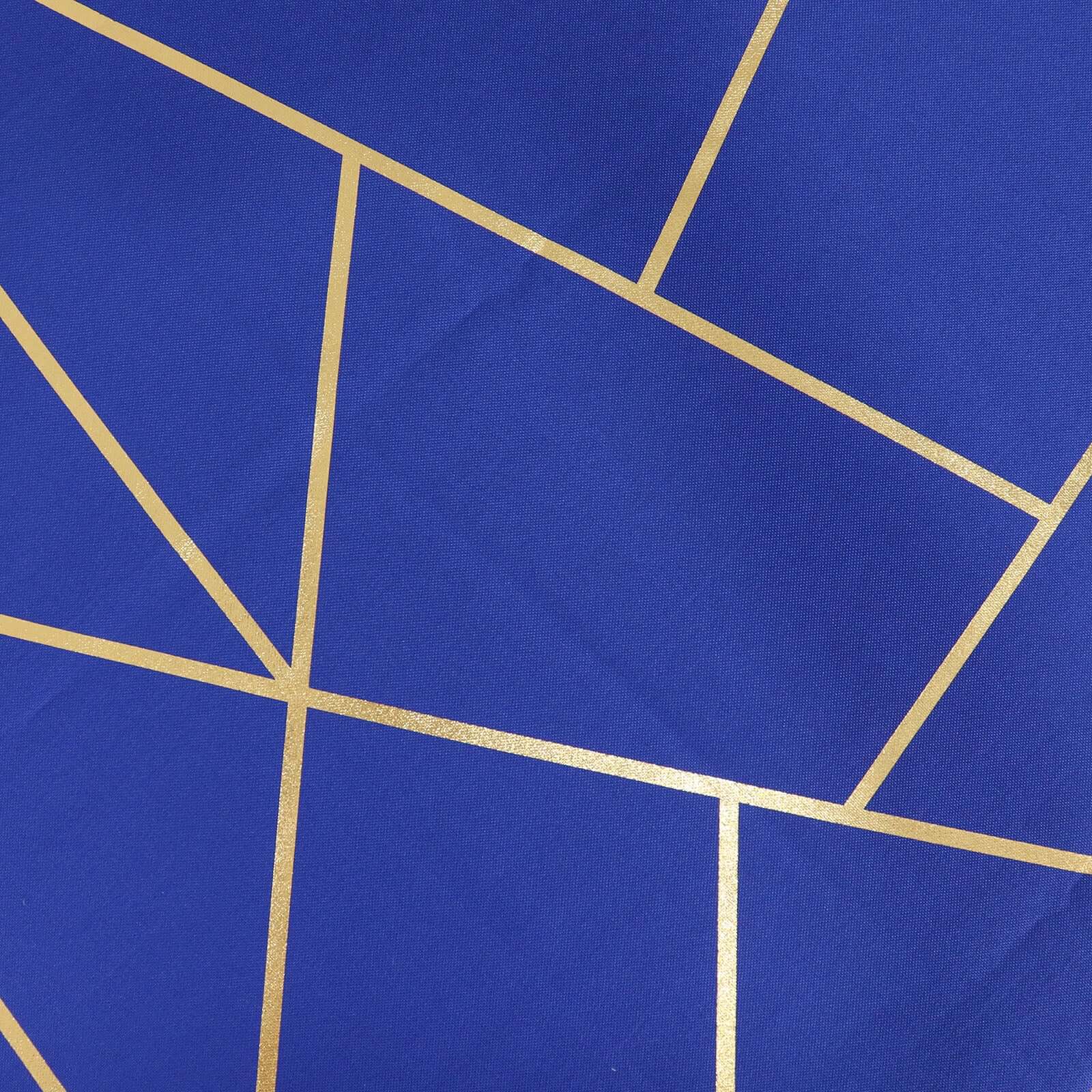 Wrinkle-Resistant & Durable Royal Blue Polyester Tablecloth with Gold Foil Geometric Pattern (60x102)