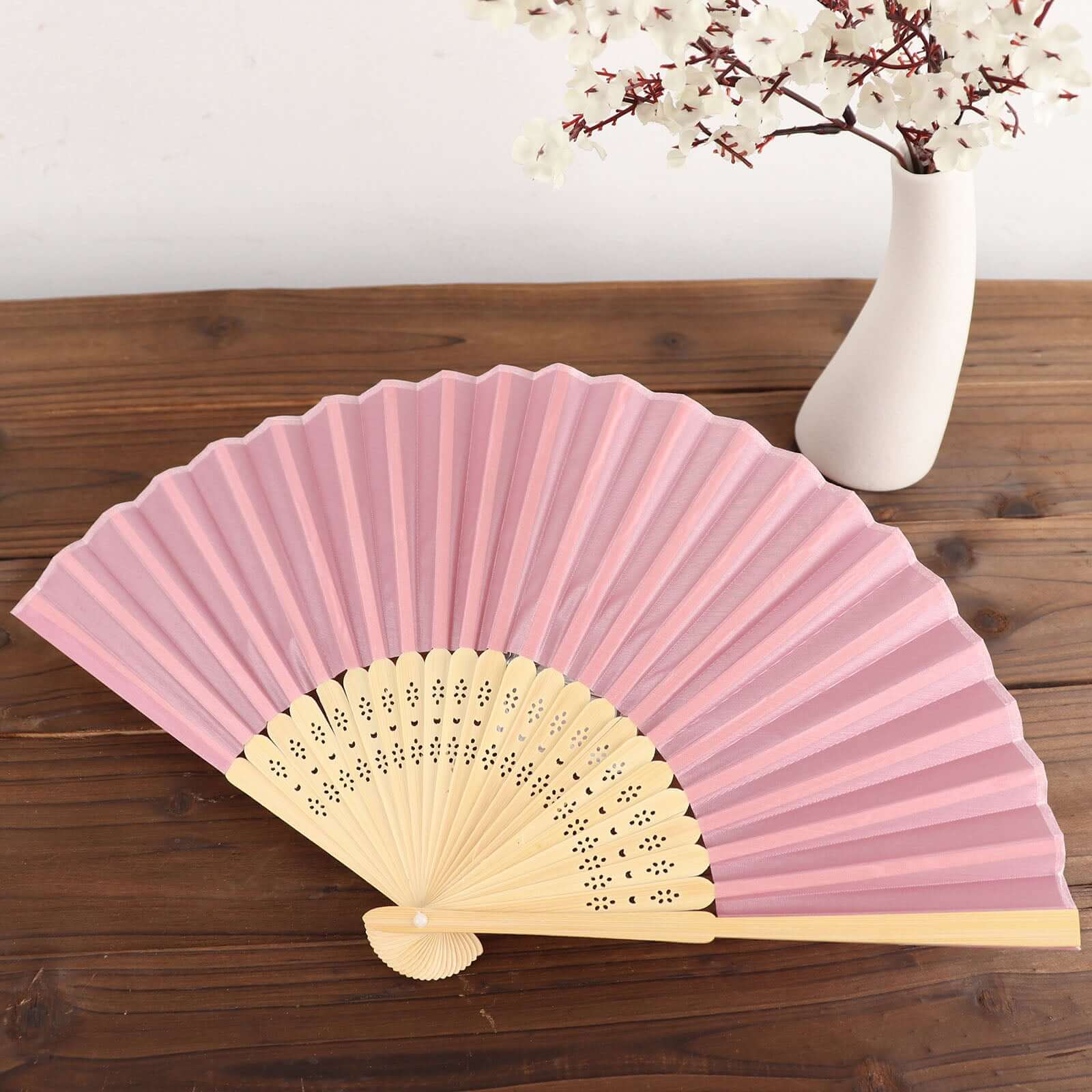 Hot Sale! 5-Pack Dusty Rose Asian Silk Folding Fans Ideal for Party Favors