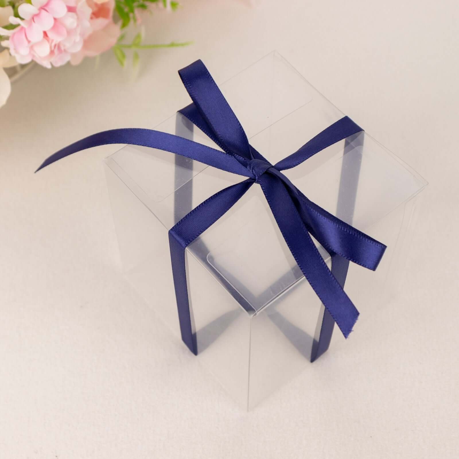 Navy Blue 3/8 Single Face Decorative Satin Ribbon - 100 Yards
