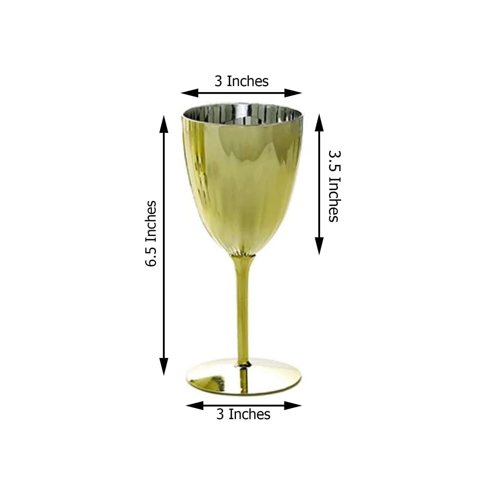 8oz Disposable Metallic Gold Plastic Wine Glasses - Set of 6 for Parties & Special Events