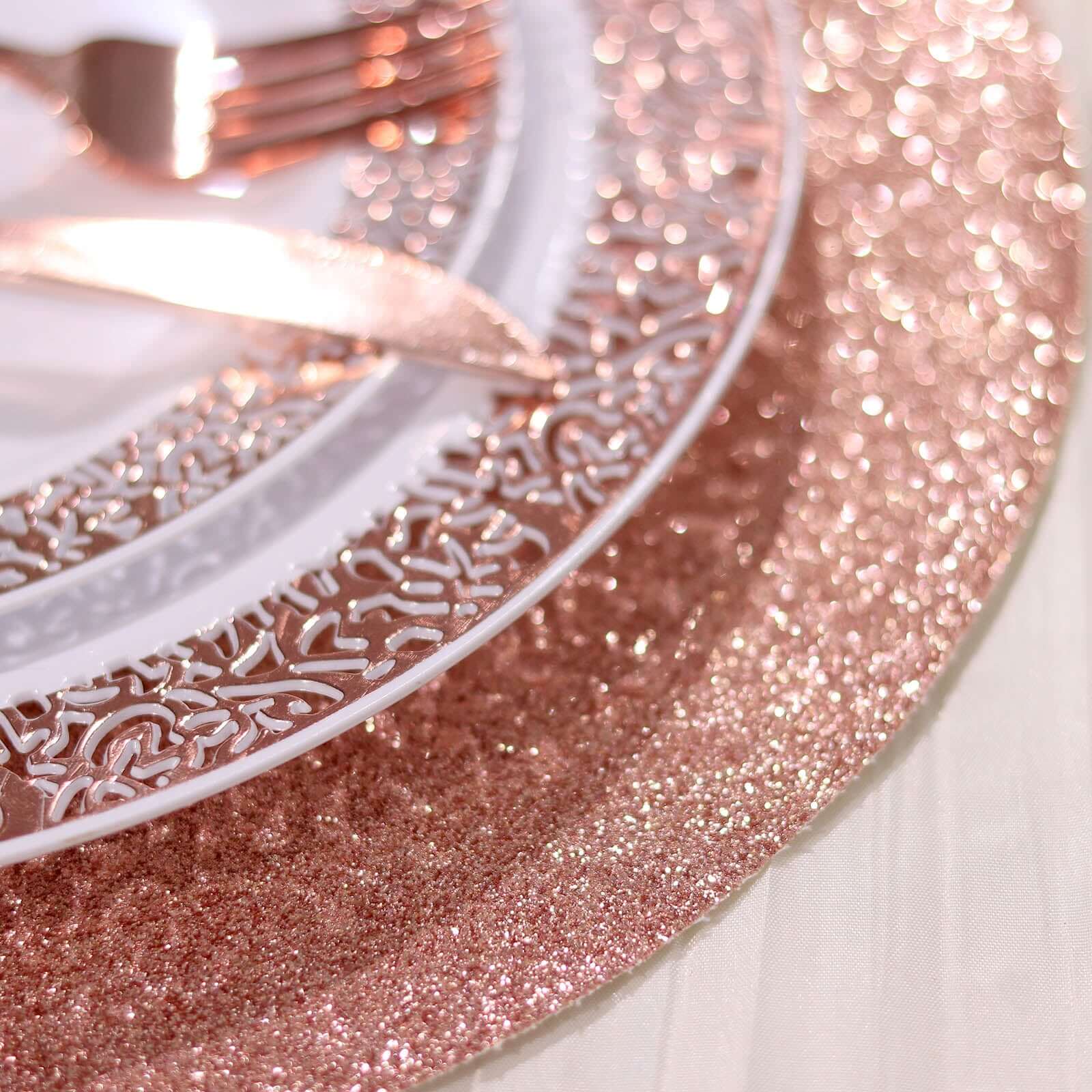 Hot Deal! 6-Pack Rose Gold Glitter Round Non-Slip Placemats, 13" Diameter