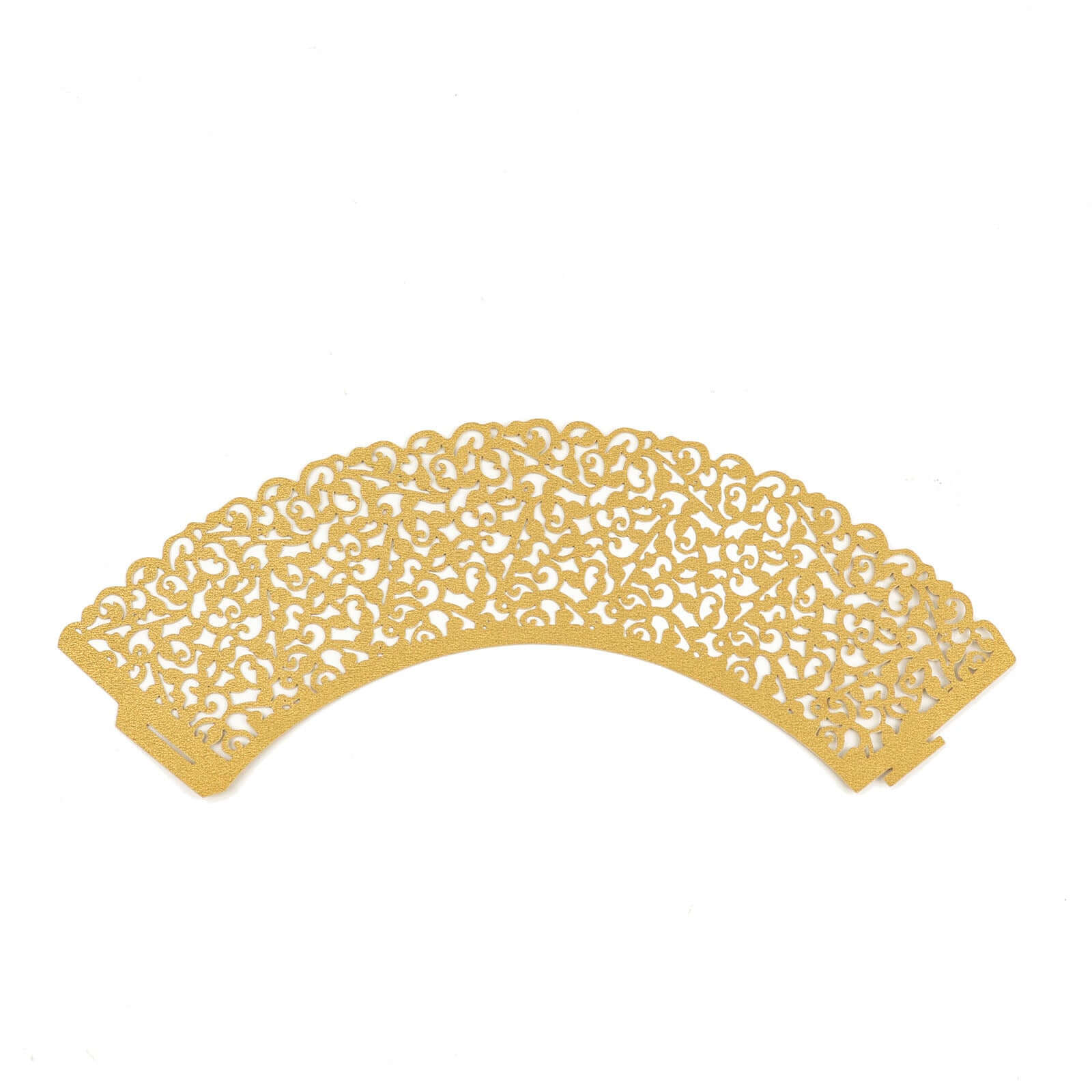 25-Piece Gold Lace Laser-Cut Paper Cupcake Wrappers for Event Baking