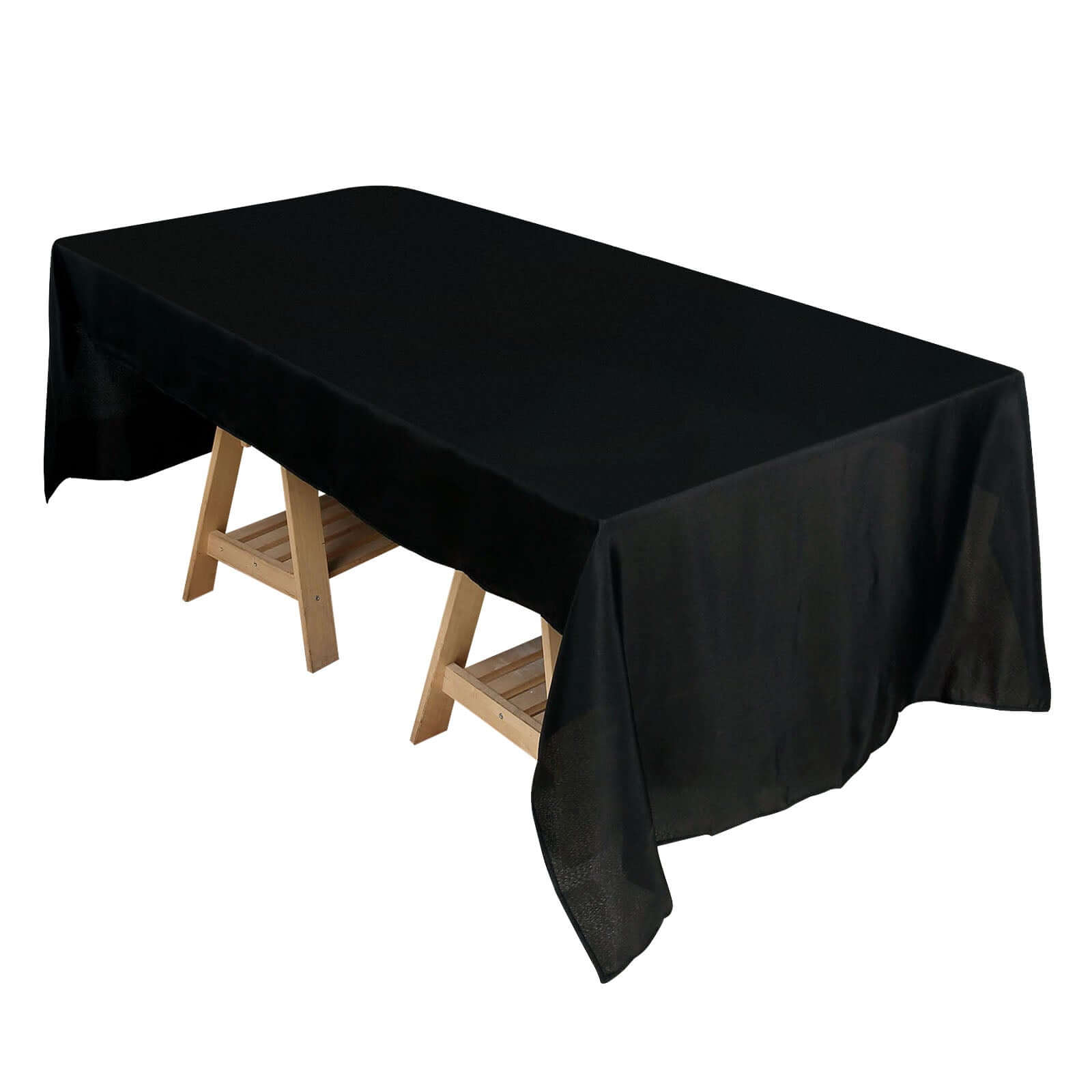 Wrinkle-Resistant Black Polyester Rectangle Tablecloth, 50x120