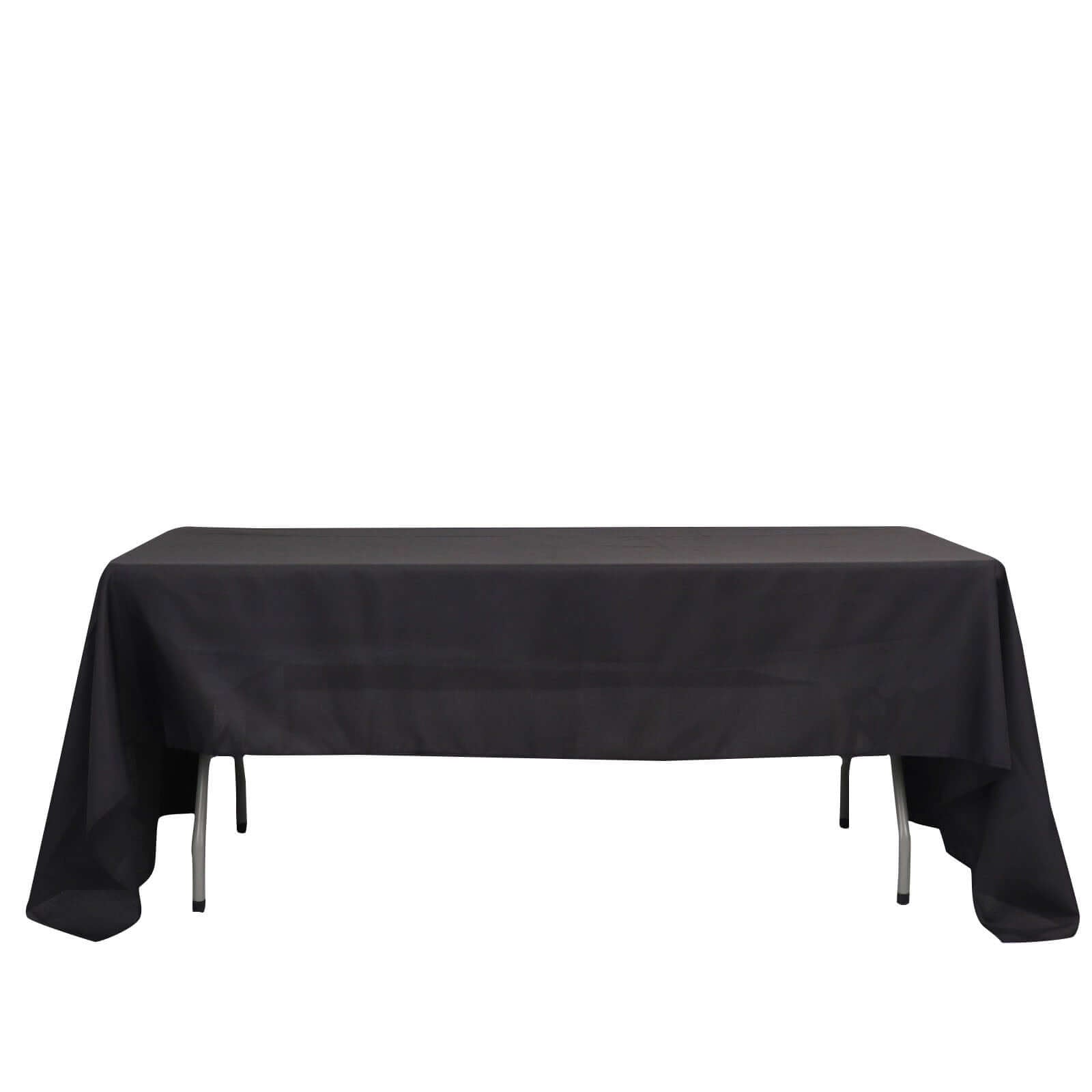 Black Polyester Rectangle Tablecloth 60x126 - Wrinkle-Free Cover for Weddings and Parties, Great Deal!