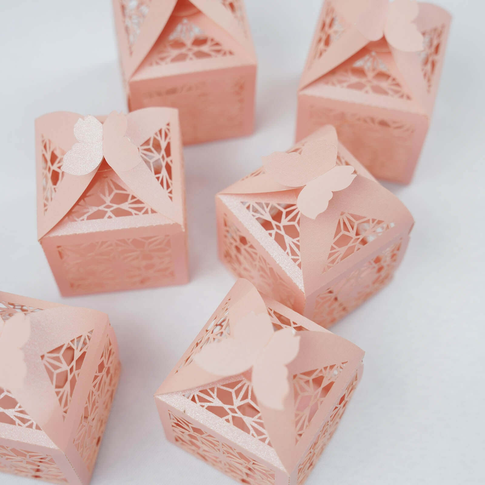 25-Piece Blush Pink Butterfly Laser-Cut Candy Gift Favor Boxes